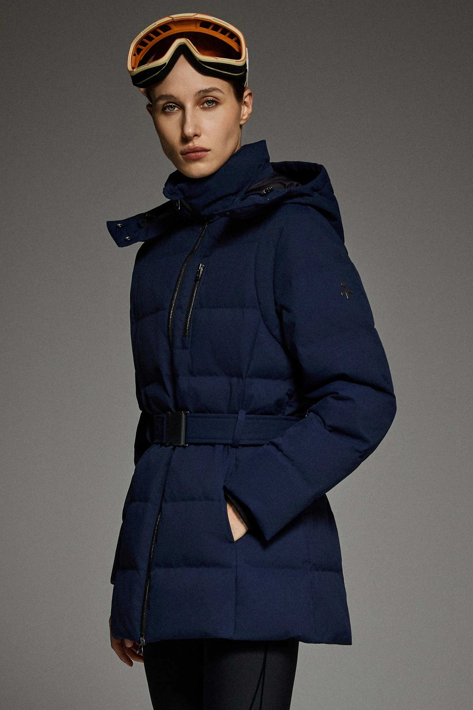 Celeste Polished Edge Belted Hooded Down Jacket - Image 32