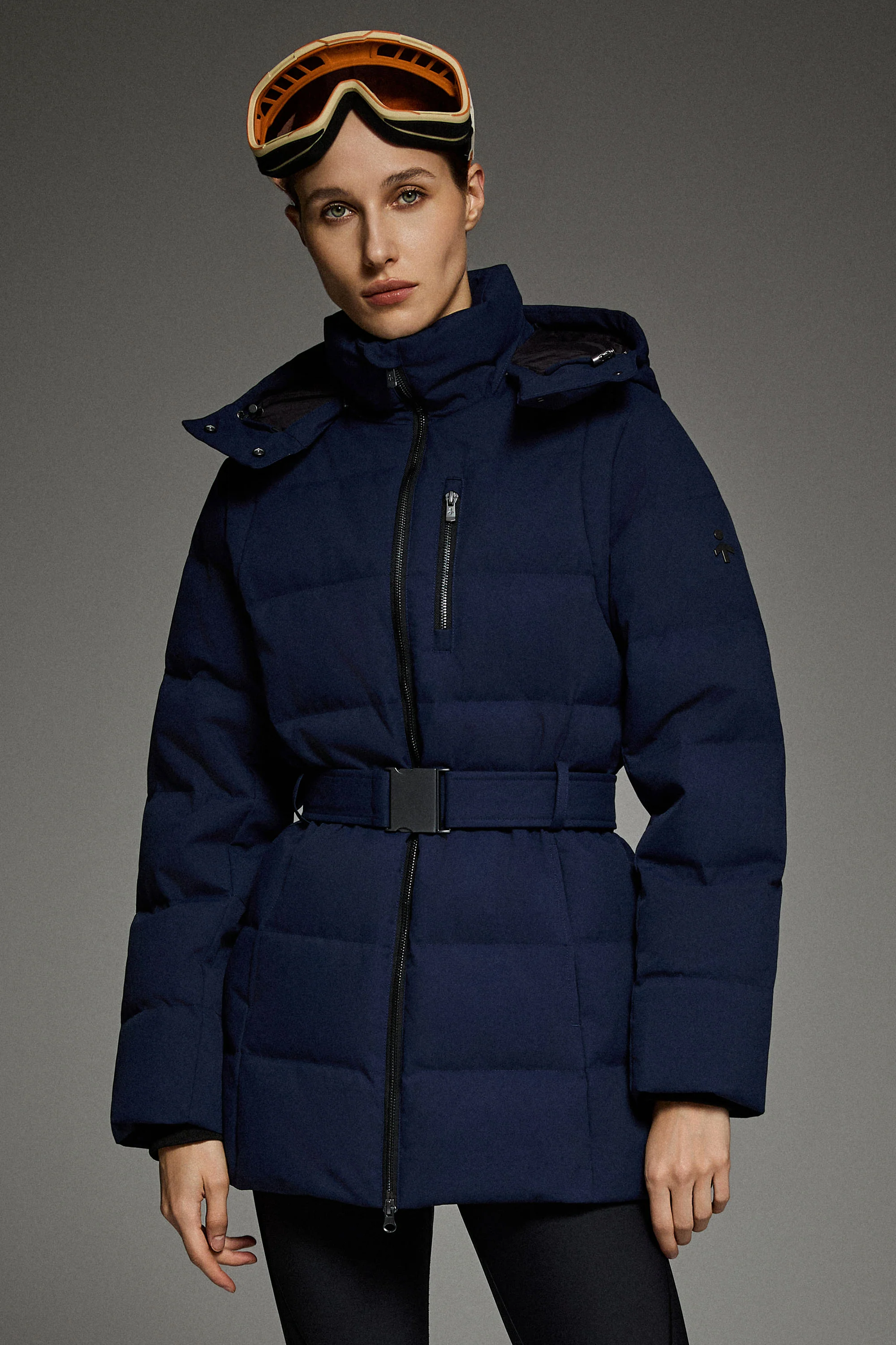 Celeste Polished Edge Belted Hooded Down Jacket - Image 33