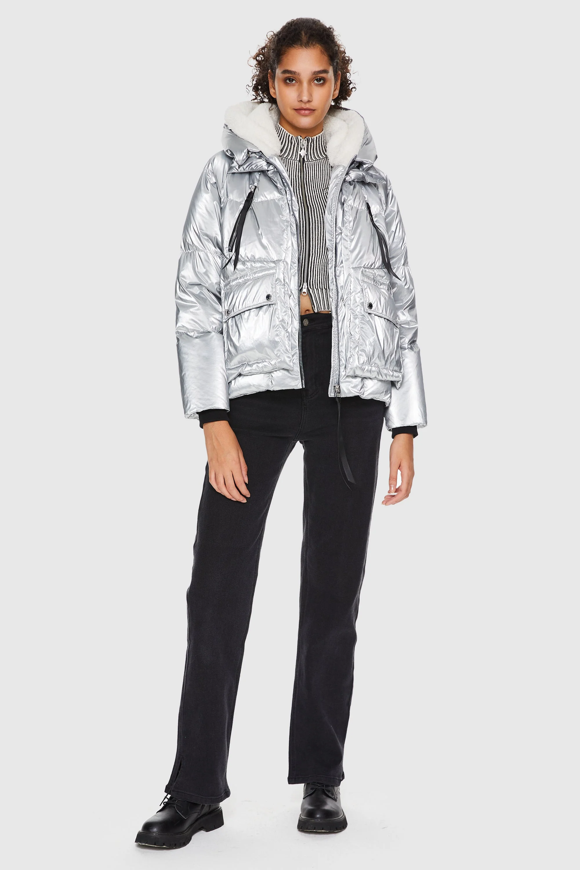 092 Universe® Cropped Crome Down Jacket - Image 9