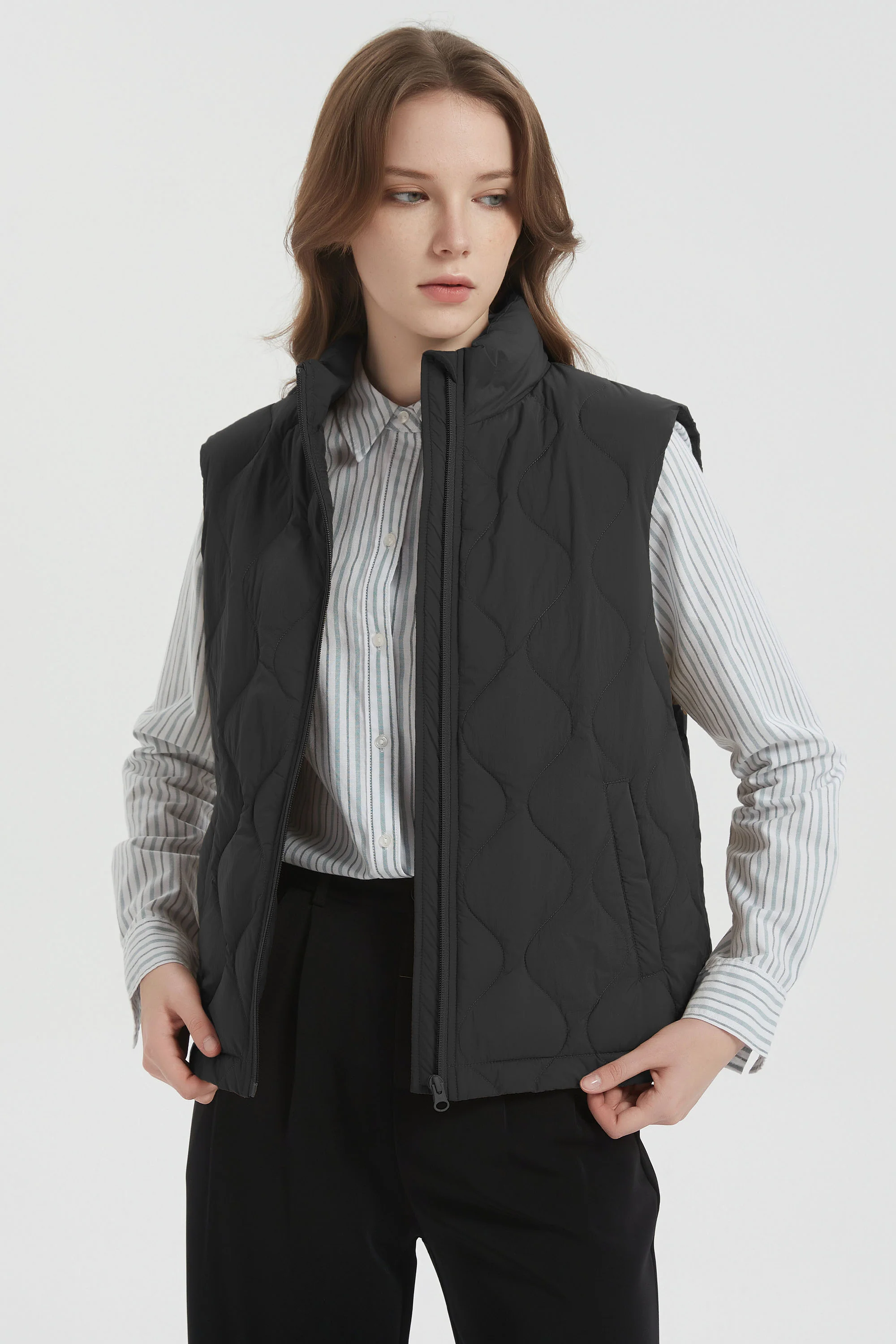 Cropped Down Puffer Vest Zip Up Lightweight - Image 10