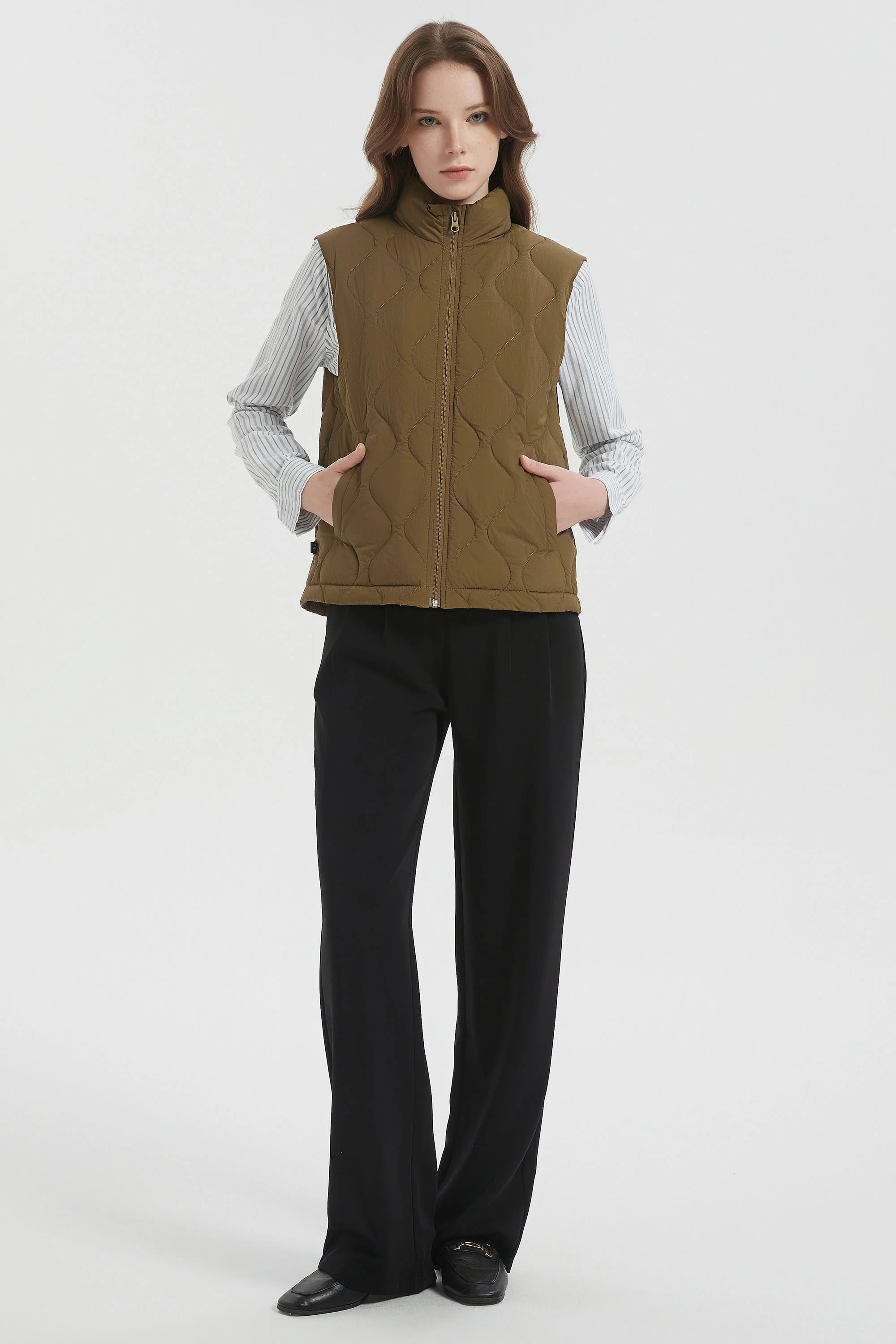 Cropped Down Puffer Vest Zip Up Lightweight - Image 3