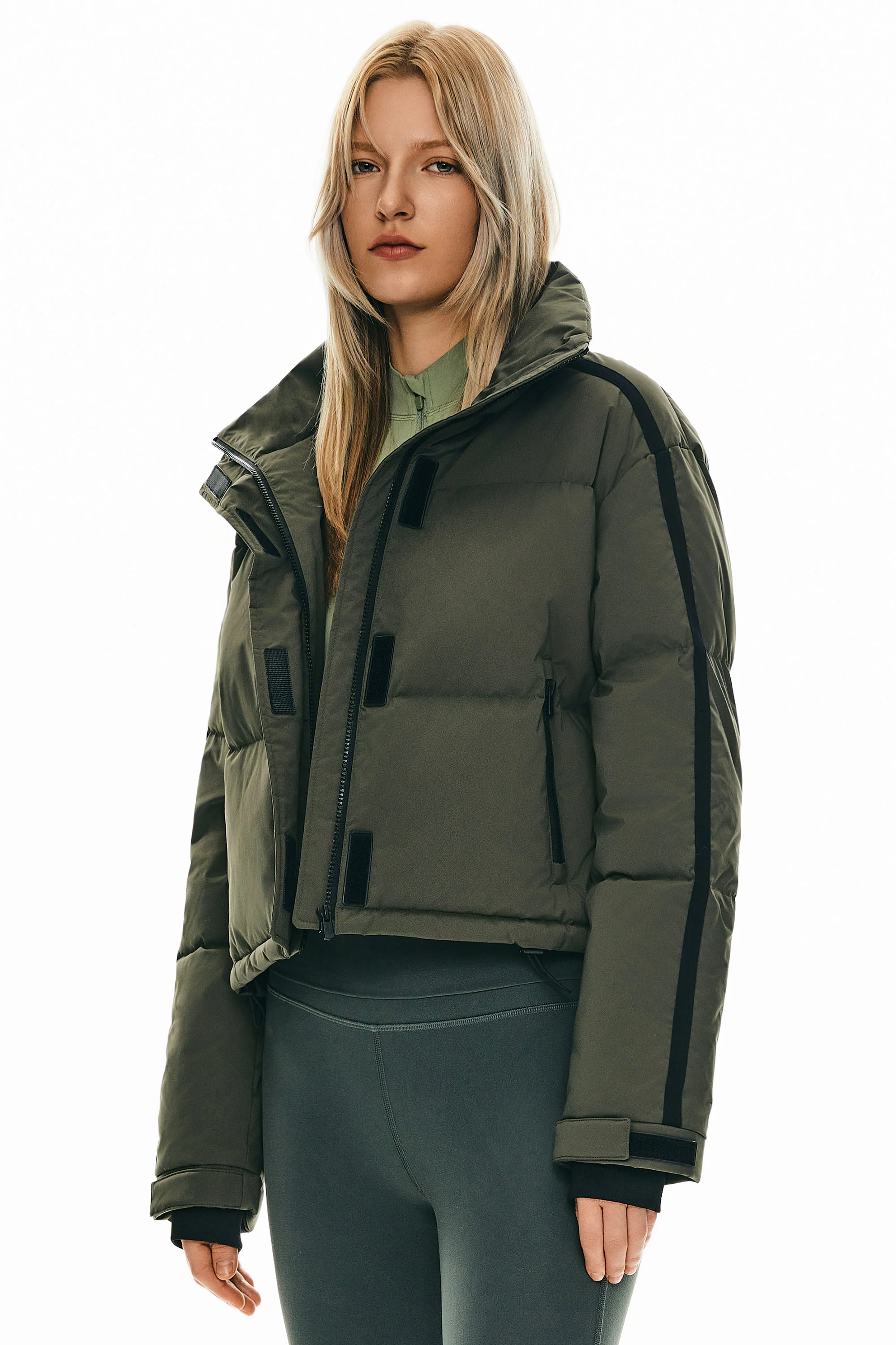 Cropped Quilted Down Puffer Jacket - Image 3