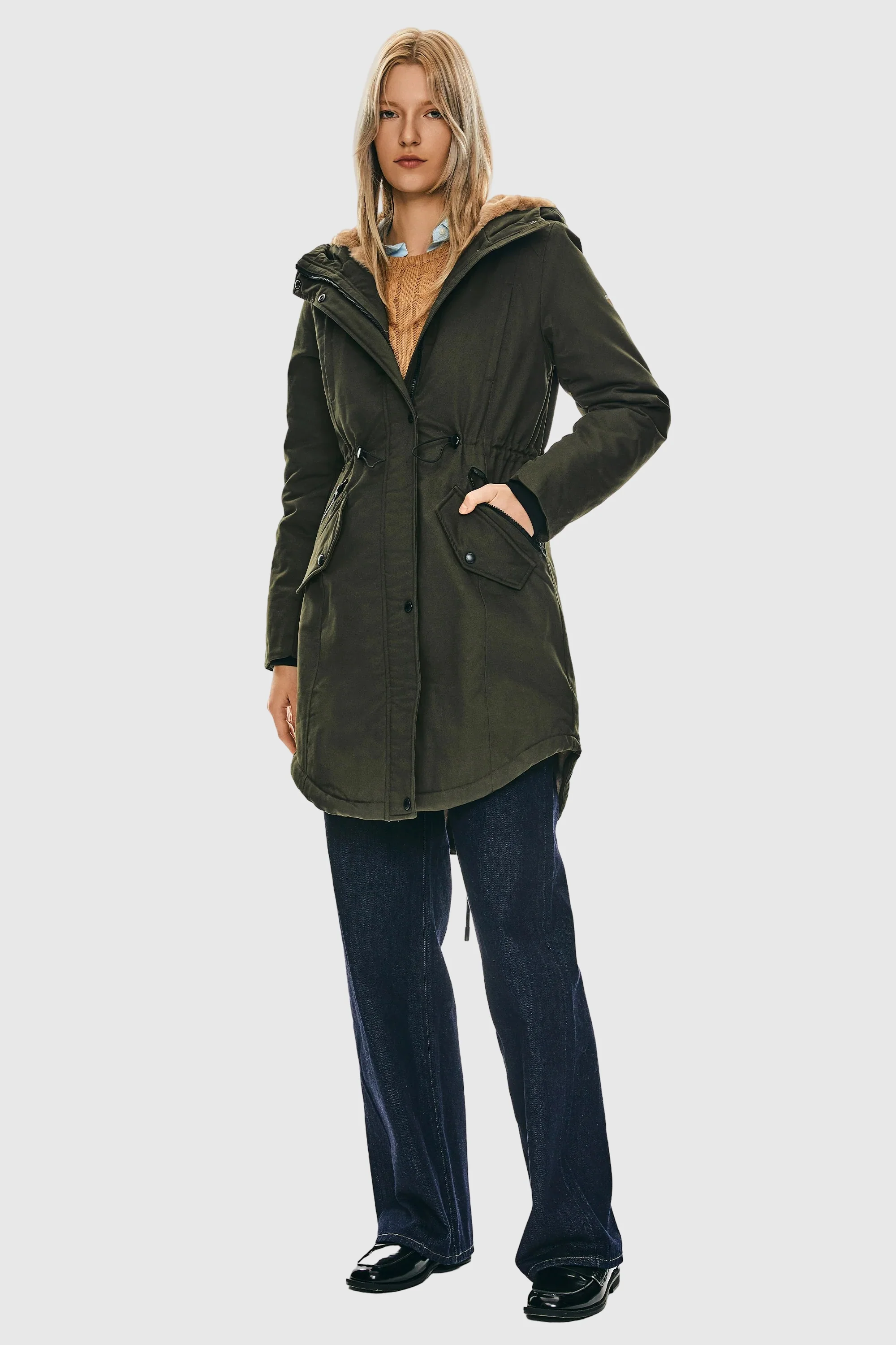 Fleece-Lined Hooded Parka Jacket with Pockets - Image 12