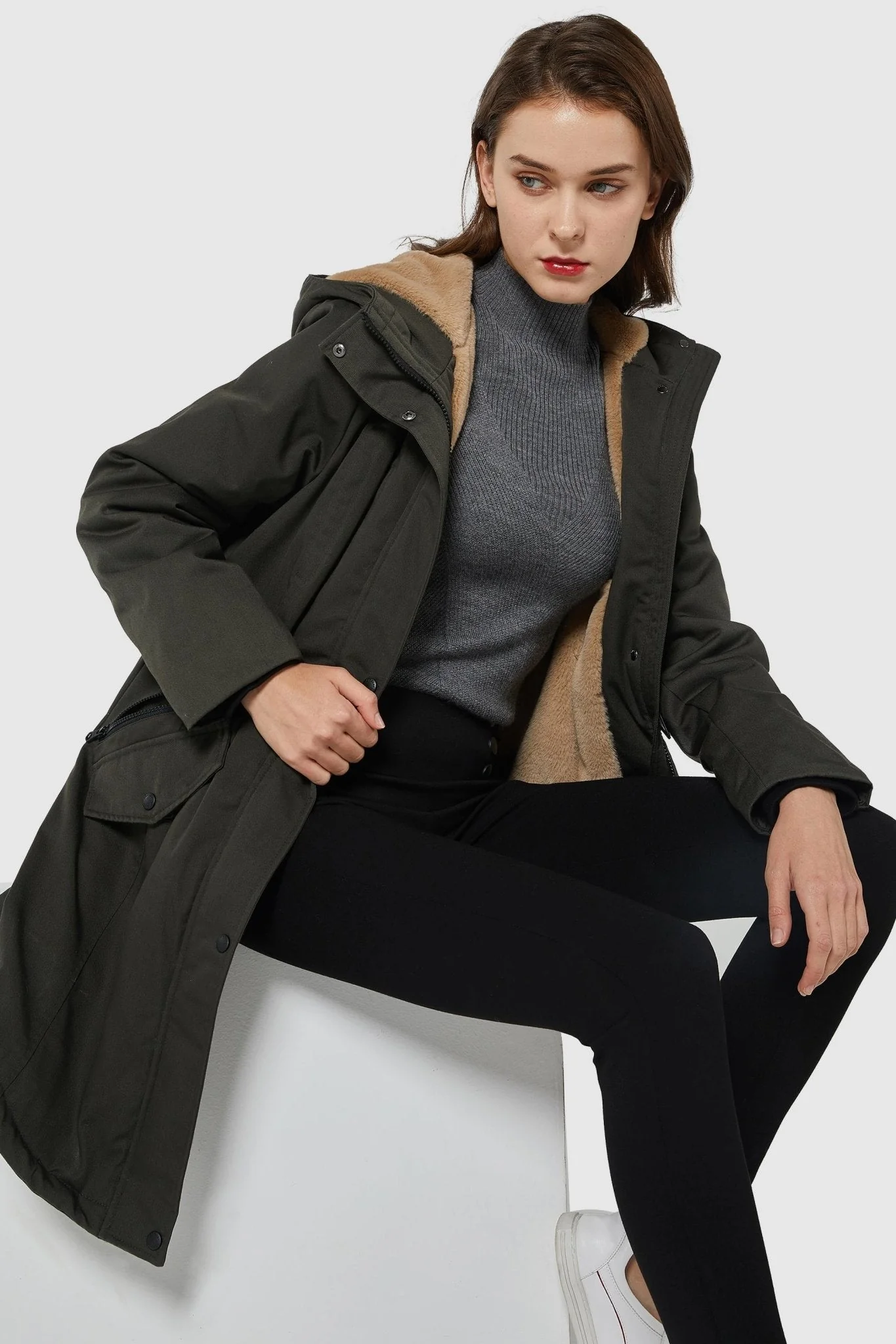 Fleece-Lined Hooded Parka Jacket with Pockets - Image 19
