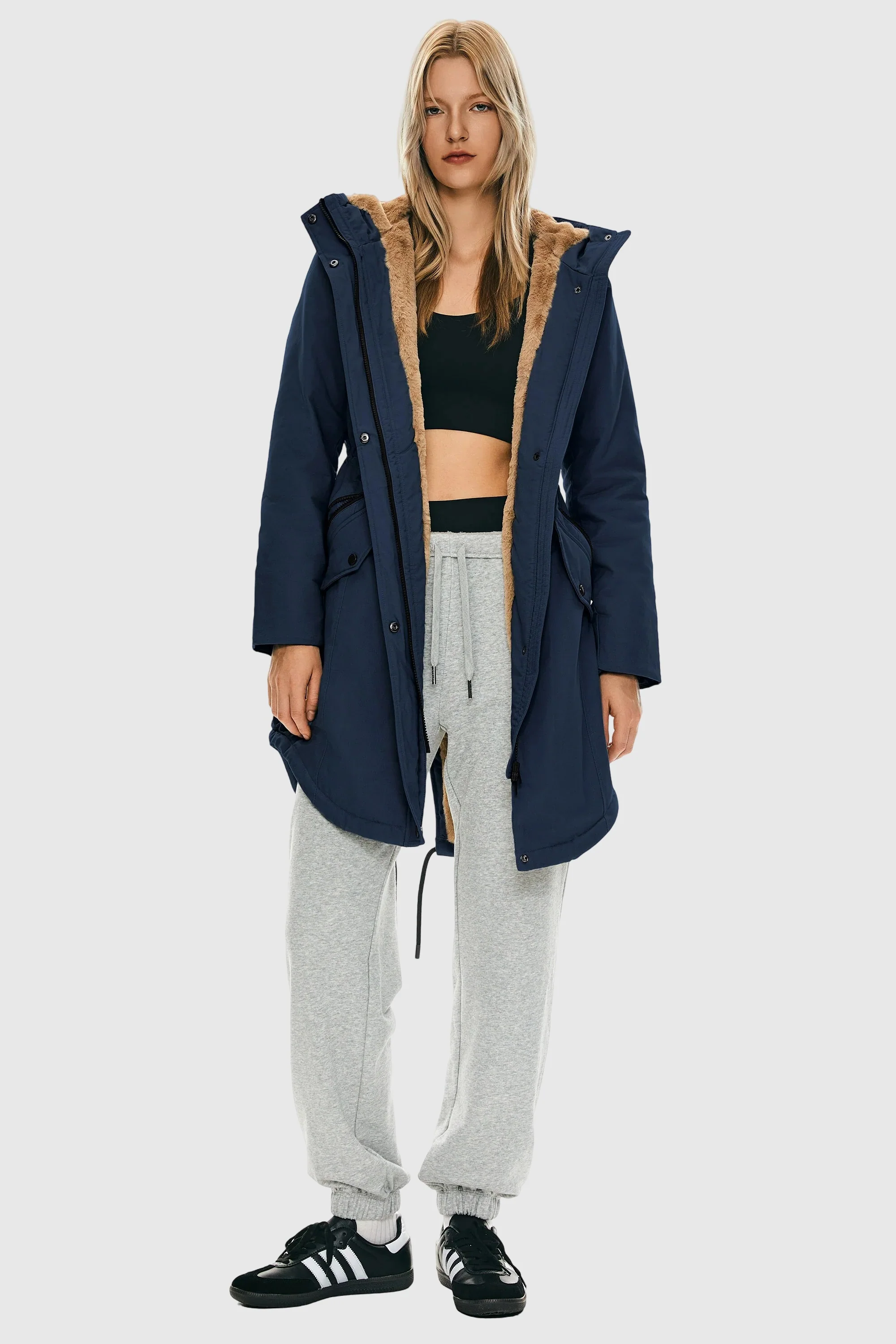 Fleece-Lined Hooded Parka Jacket with Pockets - Image 22