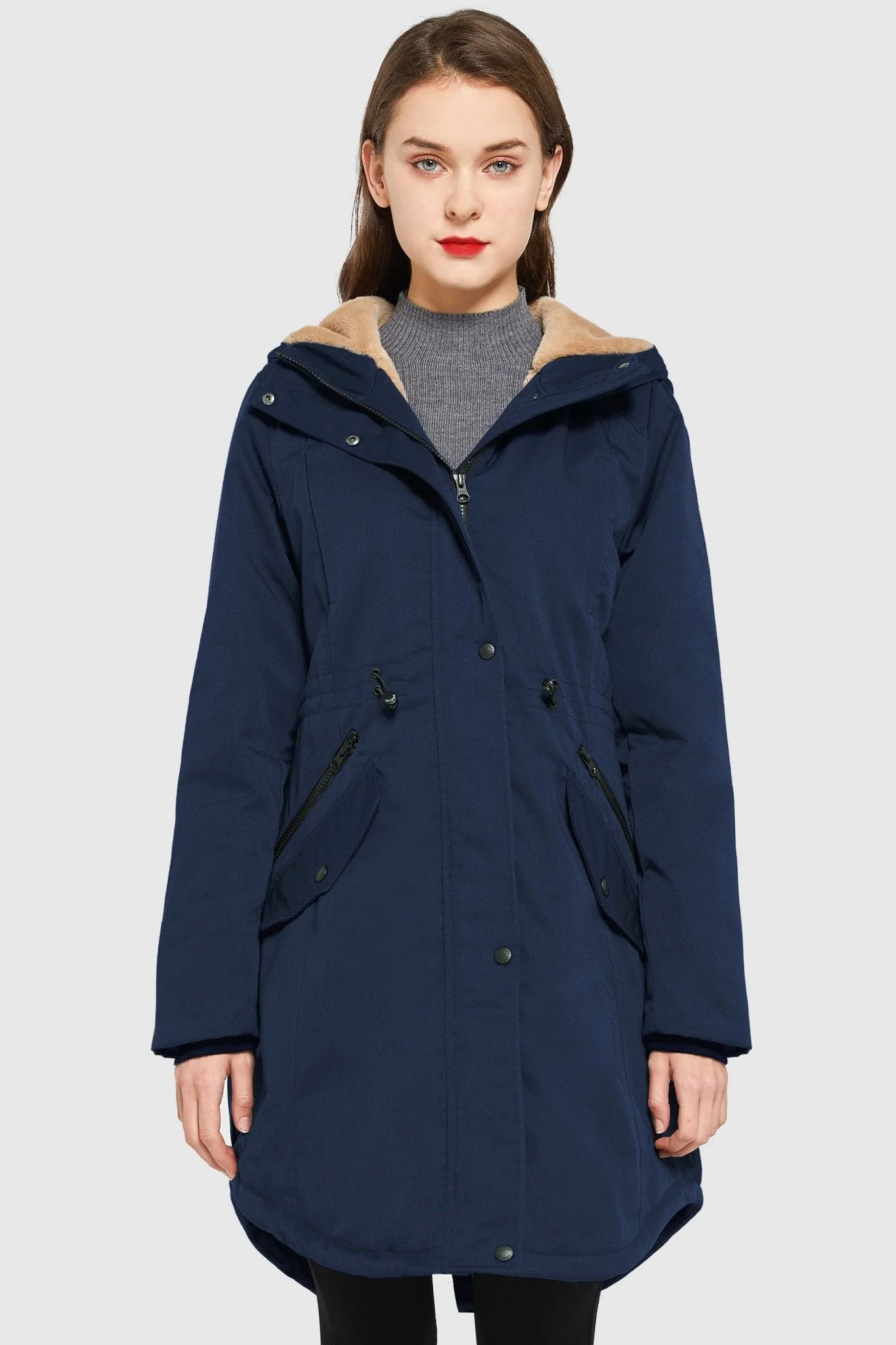 Fleece-Lined Hooded Parka Jacket with Pockets - Image 29