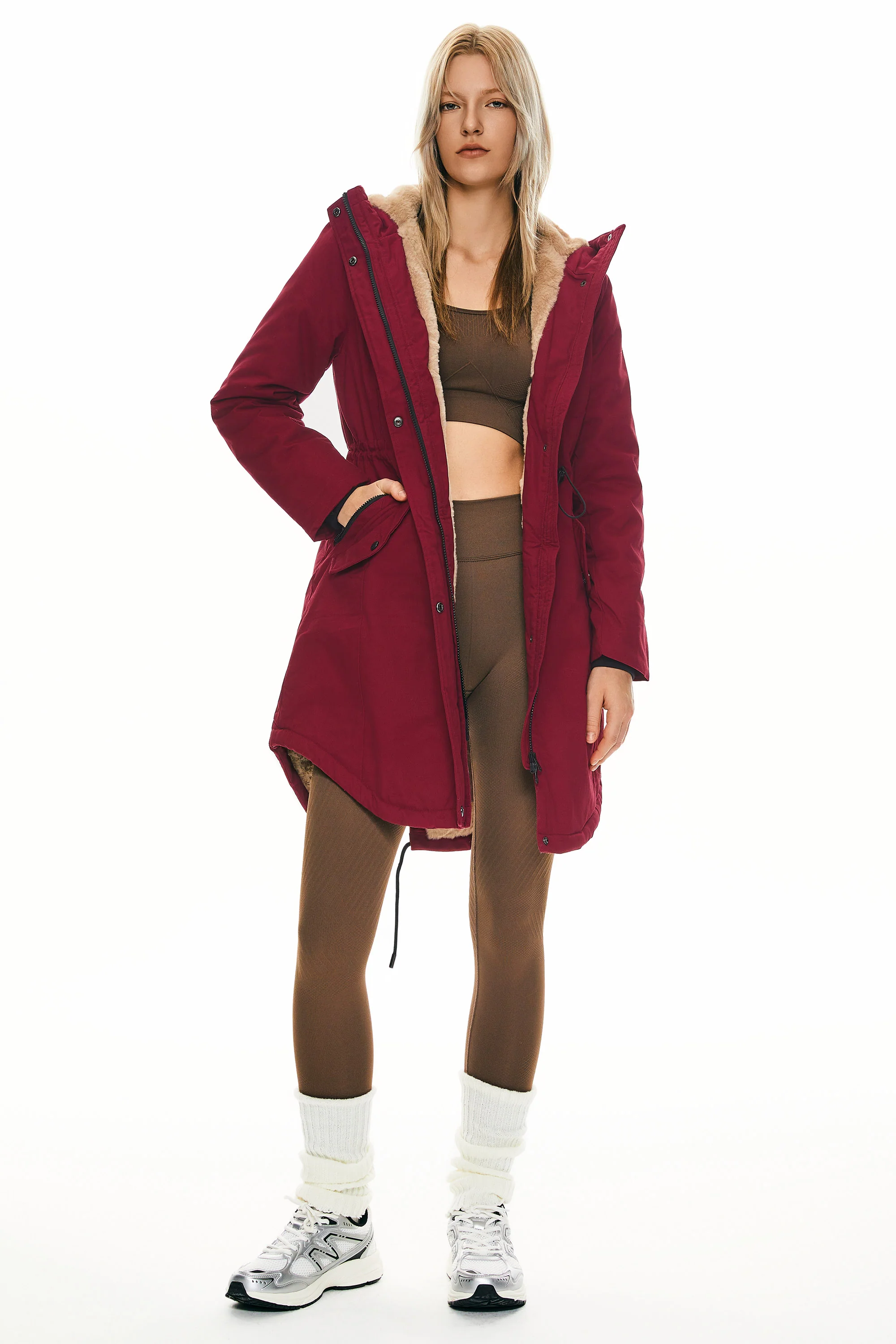 Fleece-Lined Hooded Parka Jacket with Pockets - Image 32