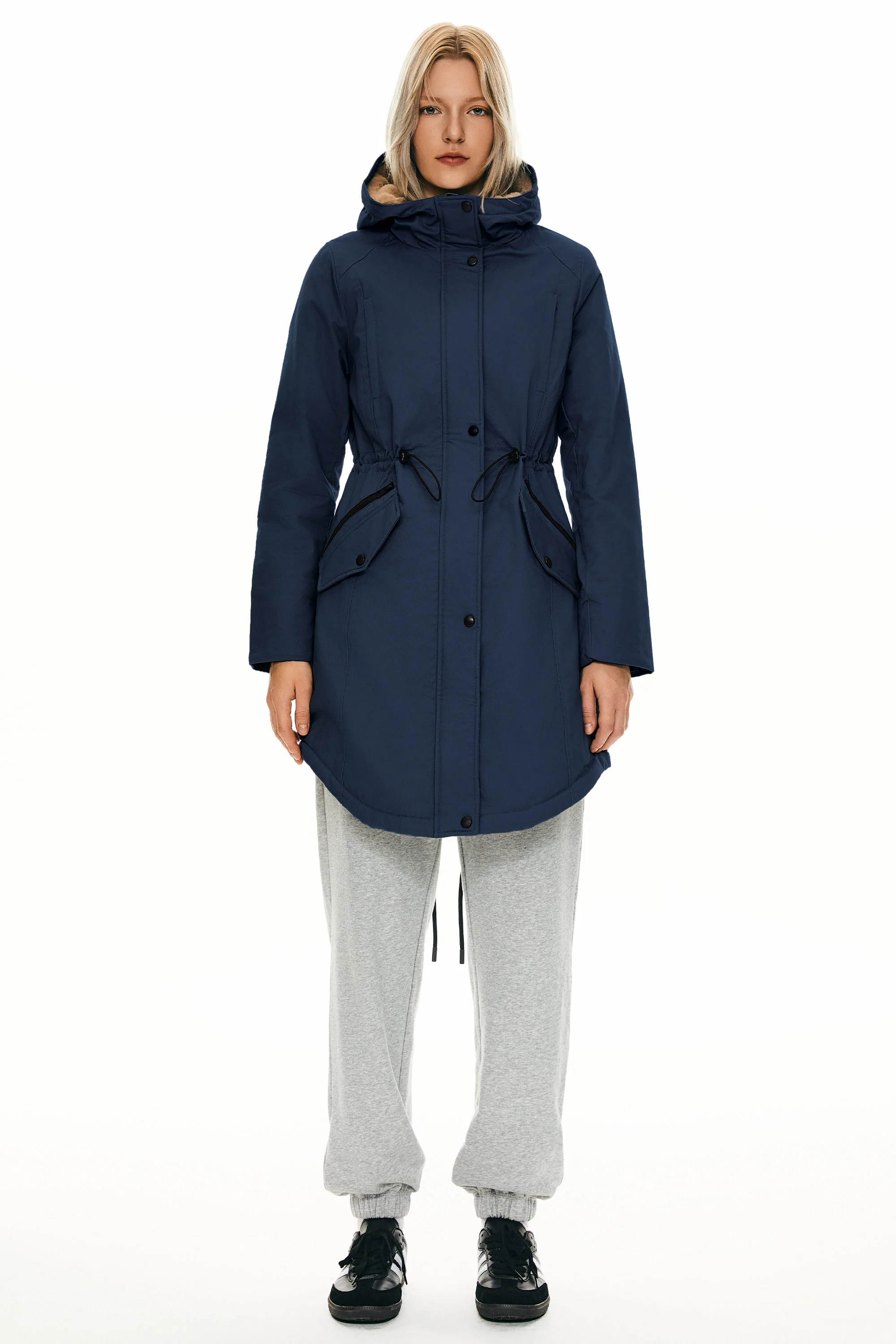 Fleece-Lined Hooded Parka Jacket with Pockets - Image 38