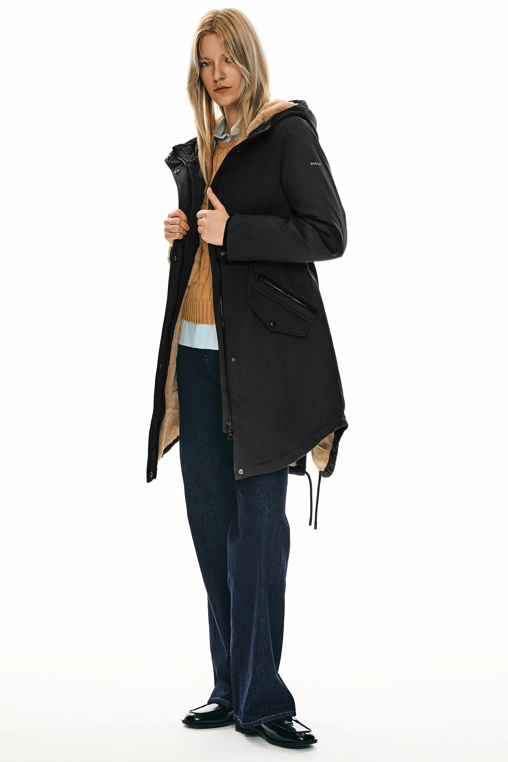 Fleece-Lined Hooded Parka Jacket with Pockets - Image 42