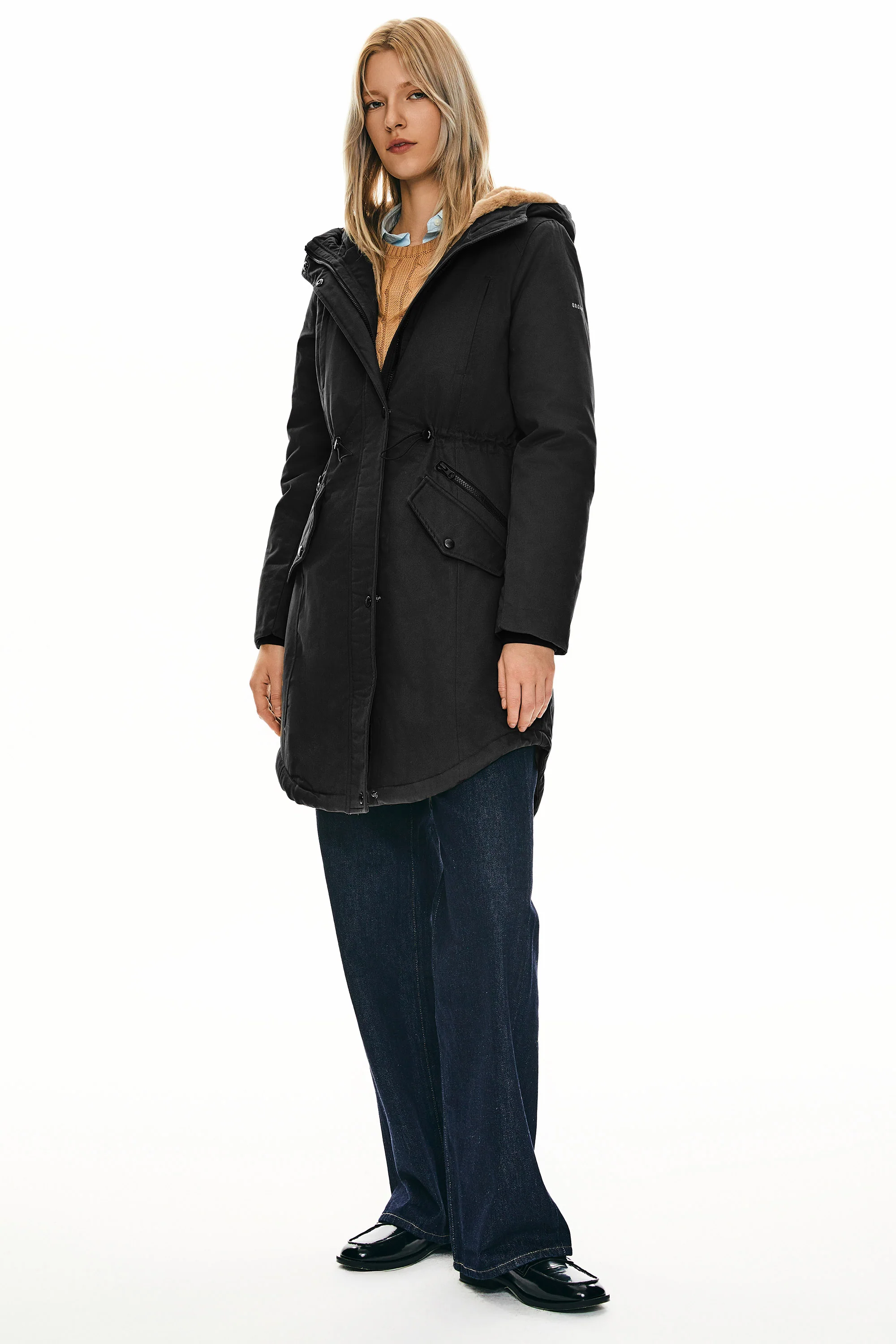Fleece-Lined Hooded Parka Jacket with Pockets - Image 44