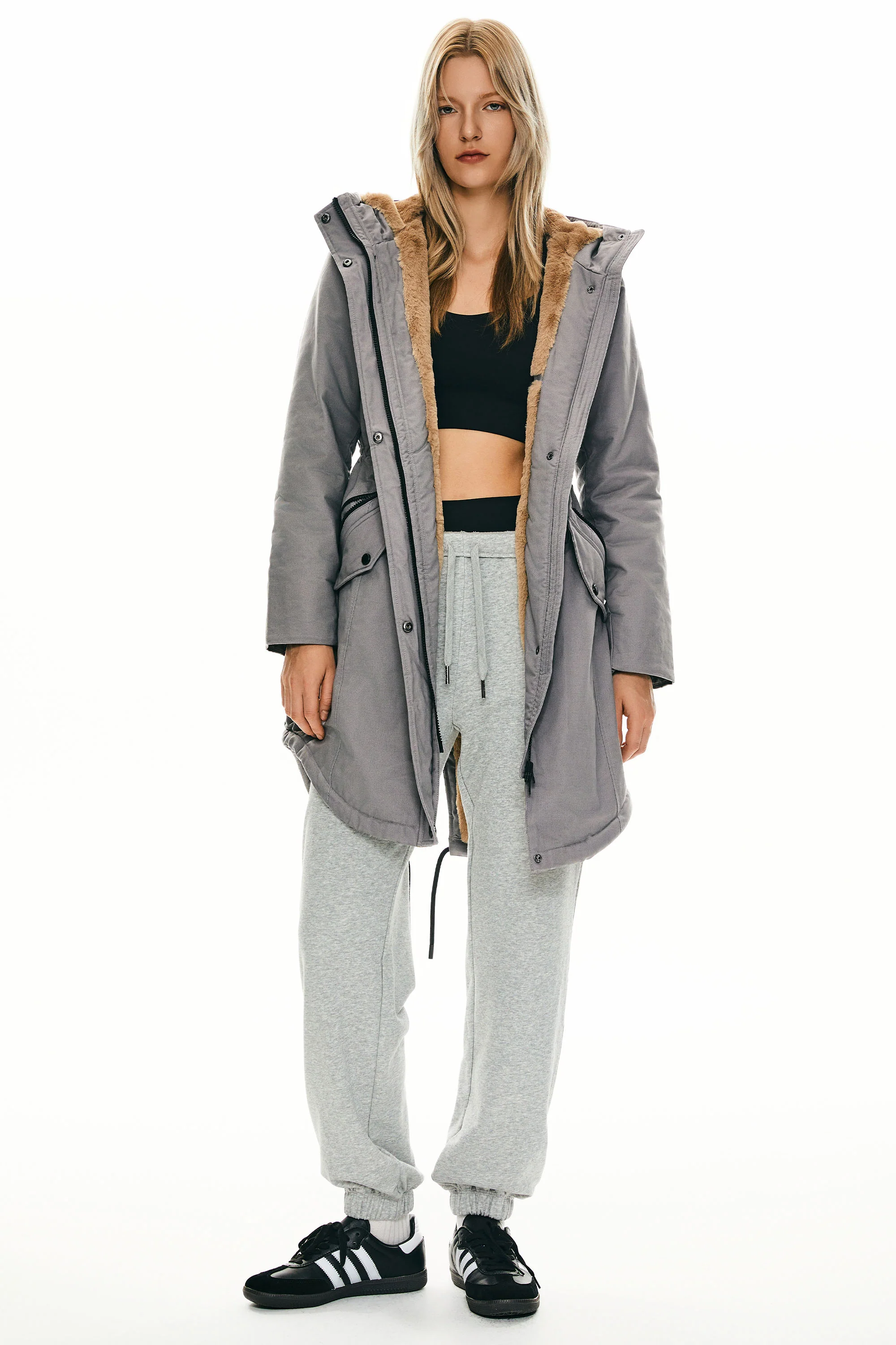 Fleece-Lined Hooded Parka Jacket with Pockets - Image 53