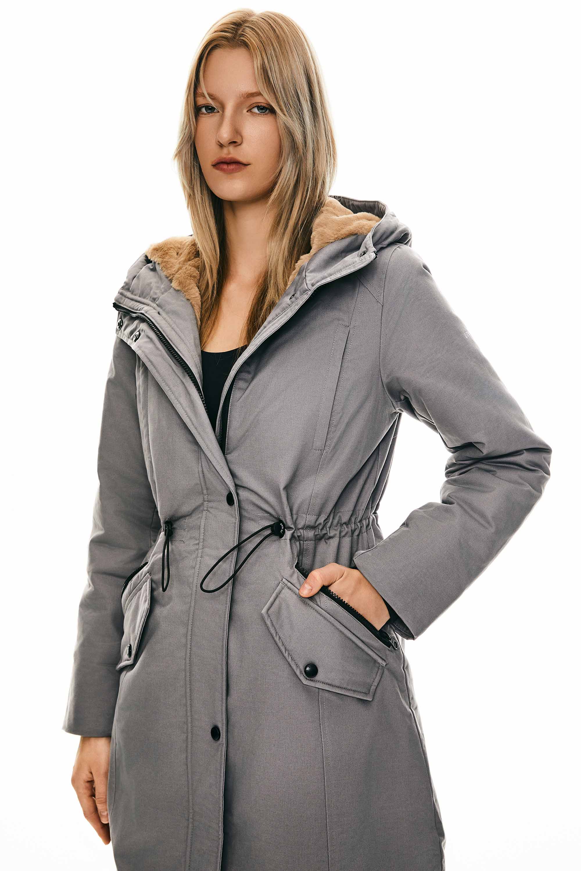 Fleece-Lined Hooded Parka Jacket with Pockets - Image 56