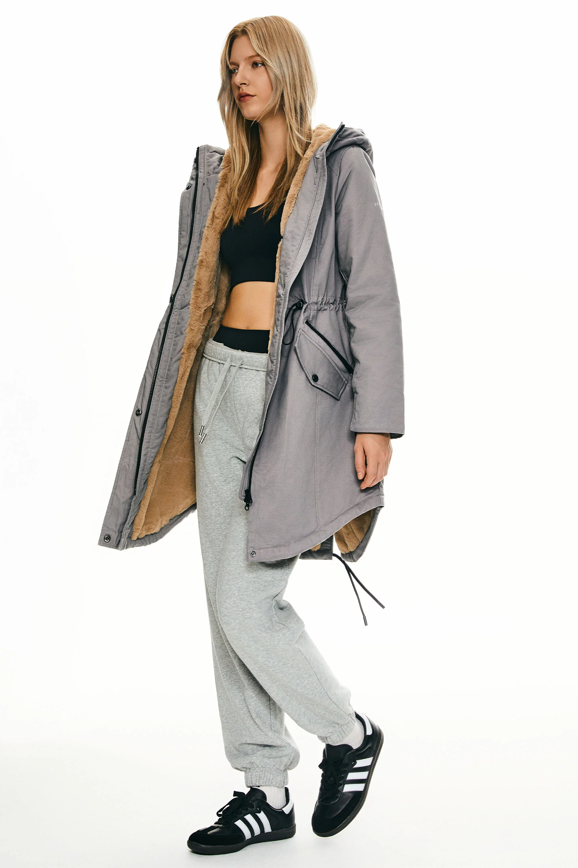 Fleece-Lined Hooded Parka Jacket with Pockets - Image 57
