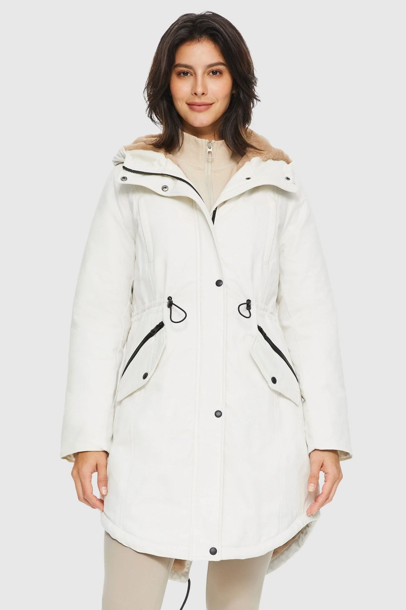 Fleece-Lined Hooded Parka Jacket with Pockets - Image 61