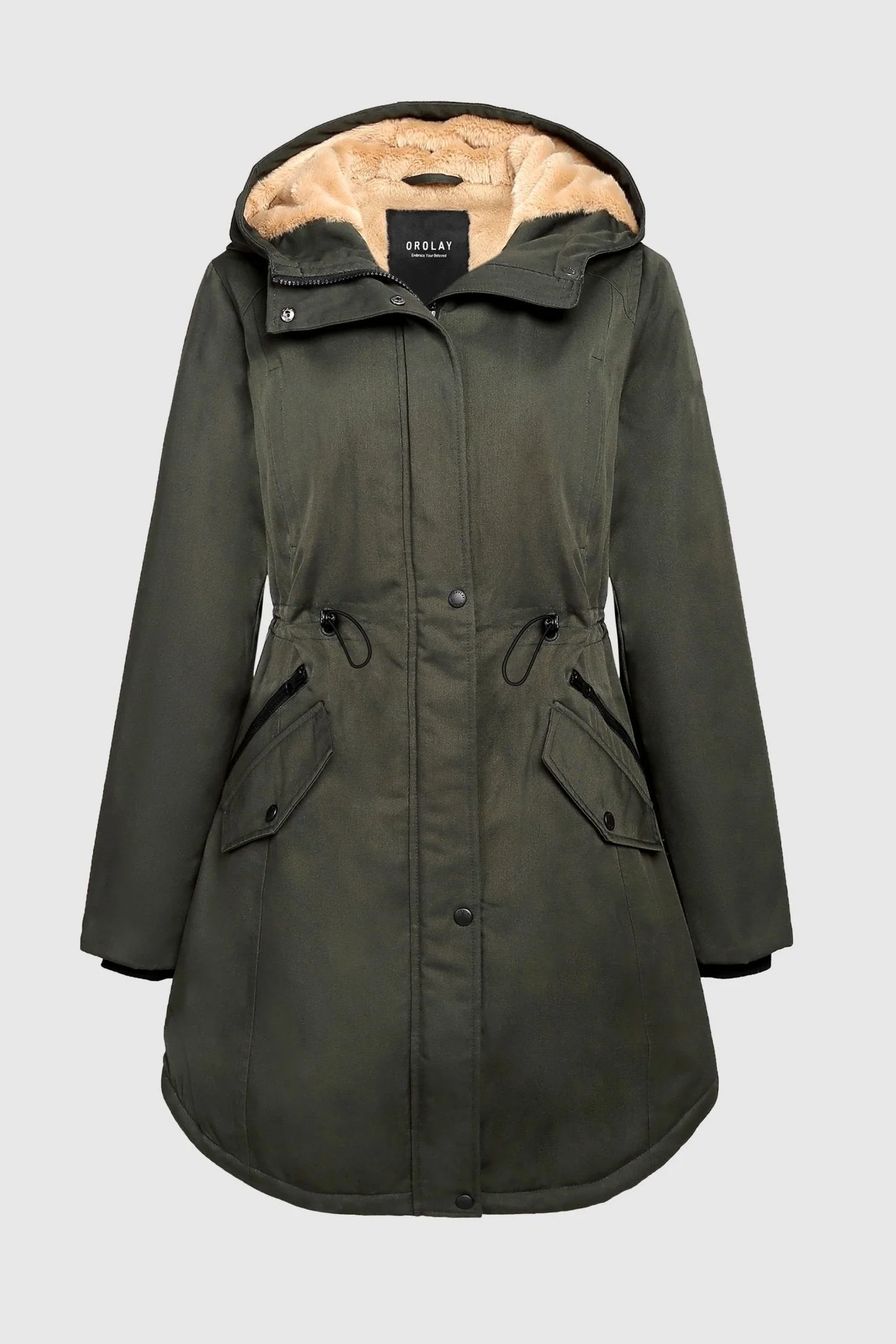 Fleece-Lined Hooded Parka Jacket with Pockets - Image 70
