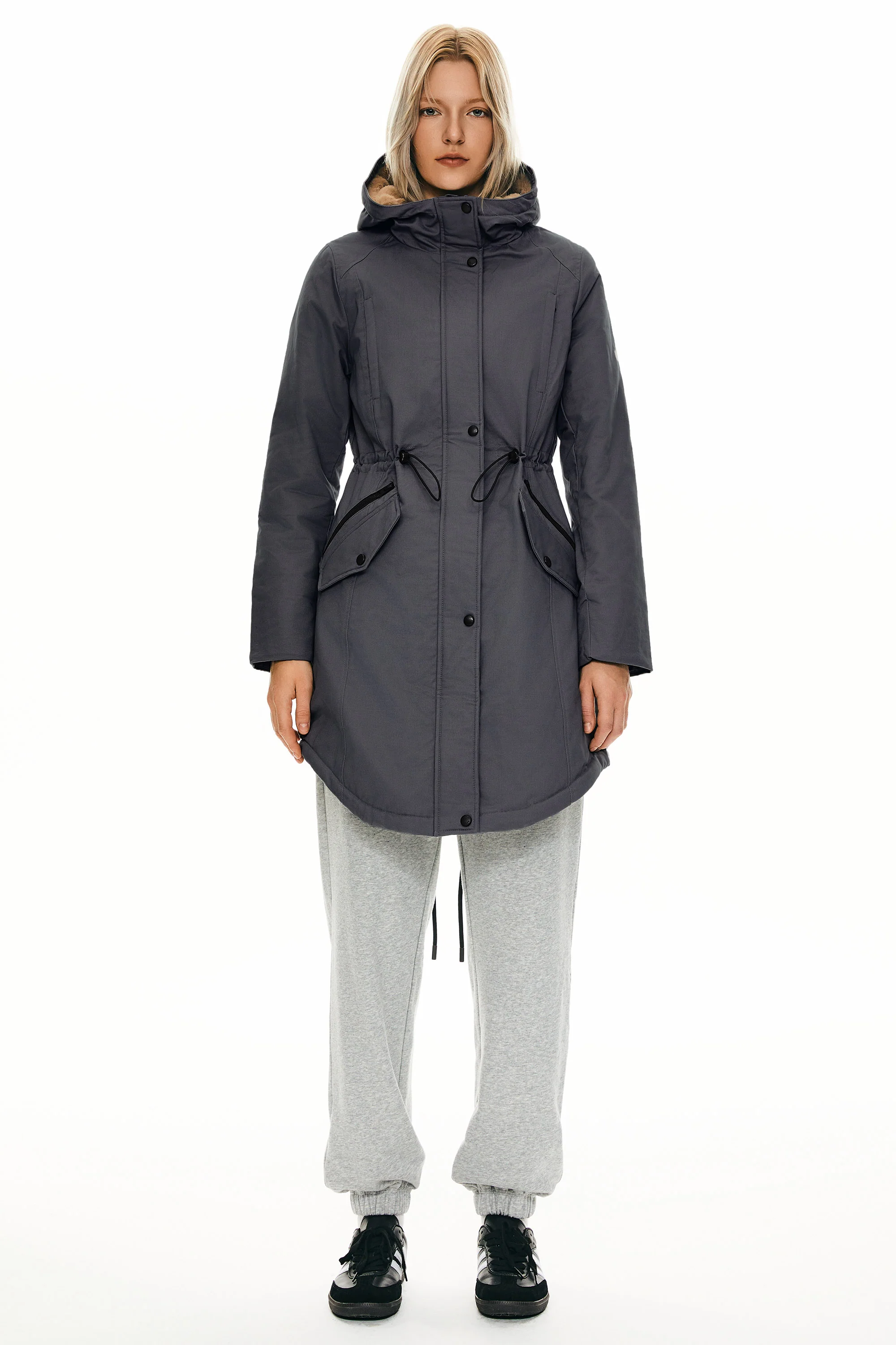 Fleece-Lined Hooded Parka Jacket with Pockets - Image 78