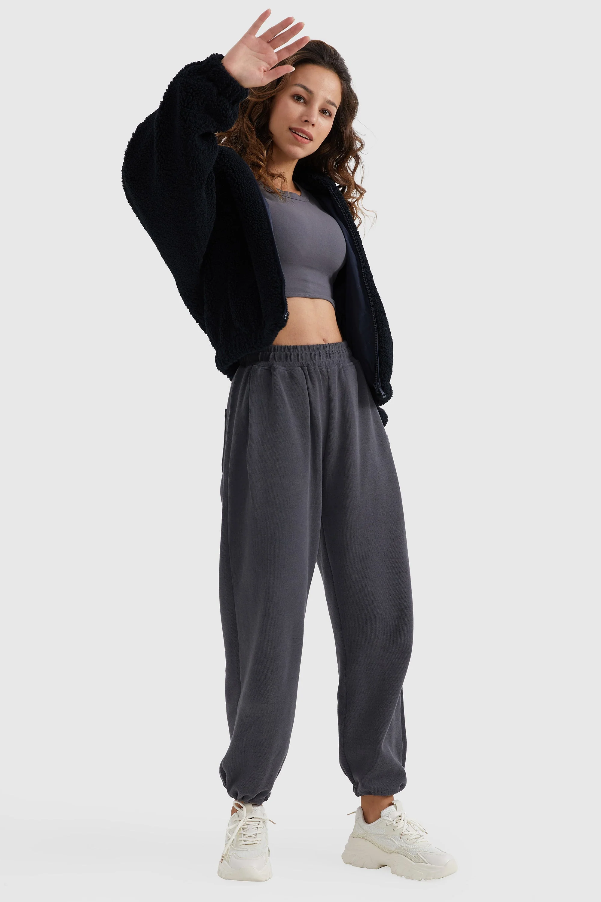 Fleece Cropped Drop Shoulder Coat - Image 13