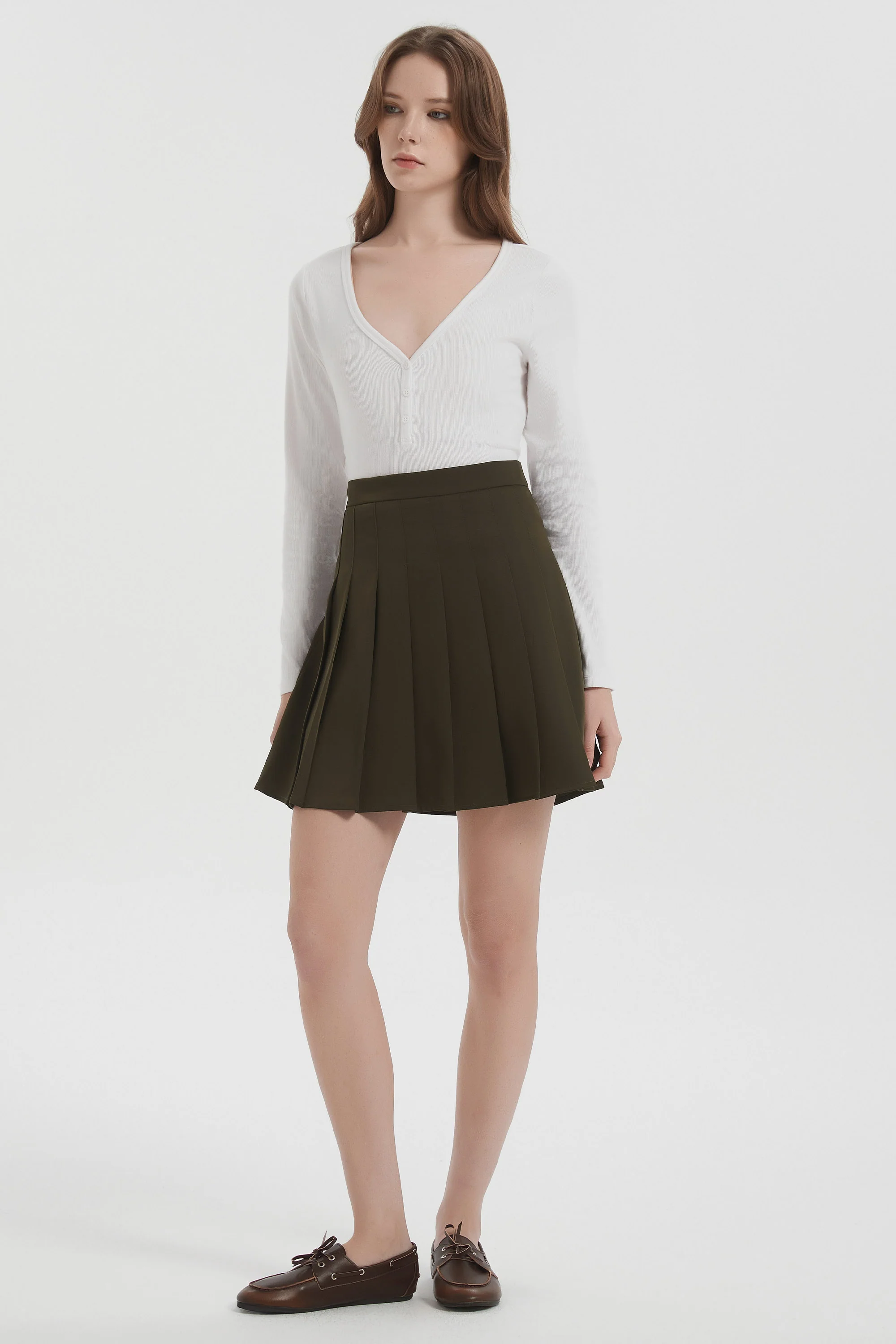 High Waisted Skirts A Line Pleated Skirt - Image 9