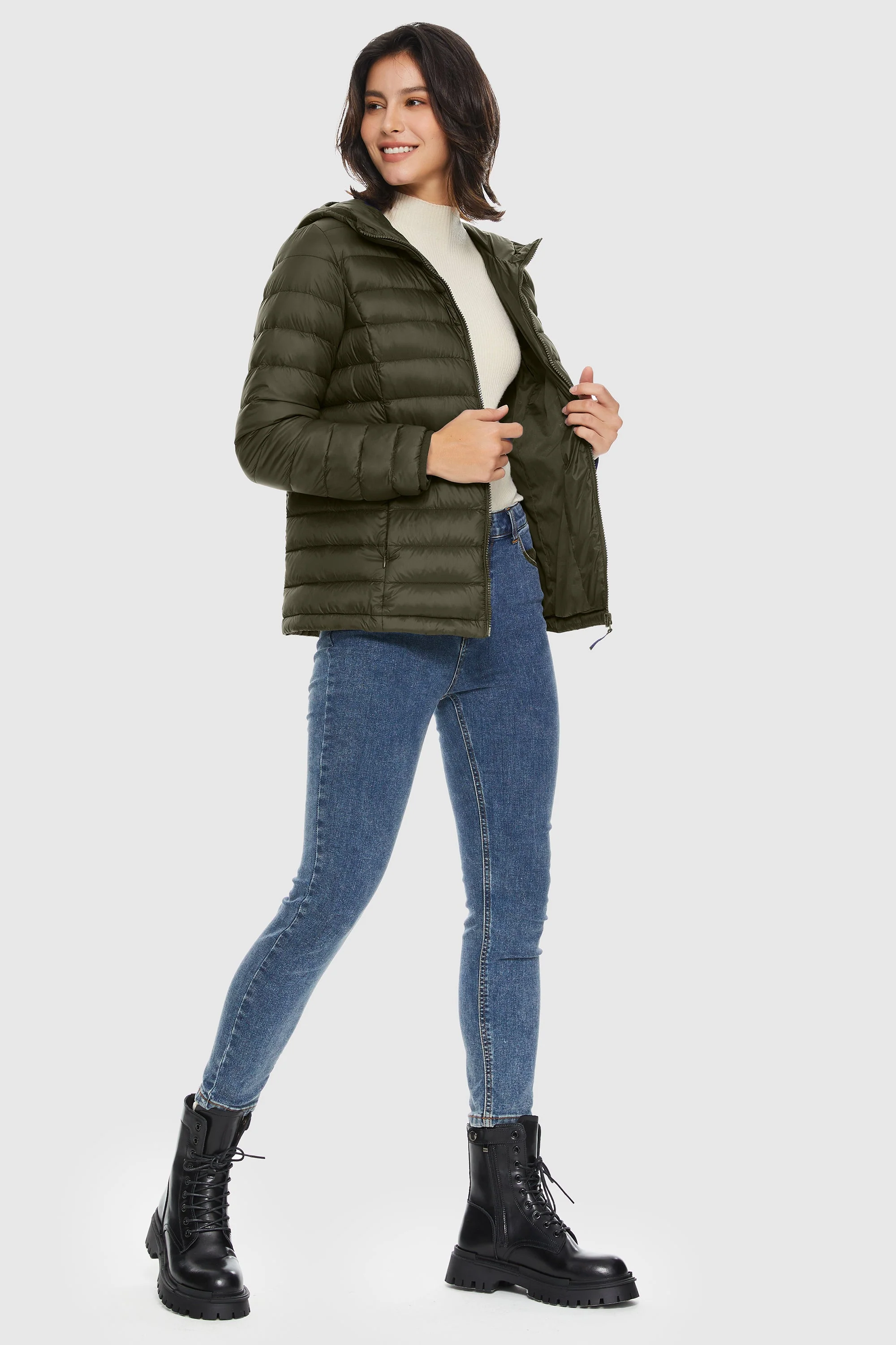 Lightweight Packable Down Jacket with Stand Collar with hood - Image 16
