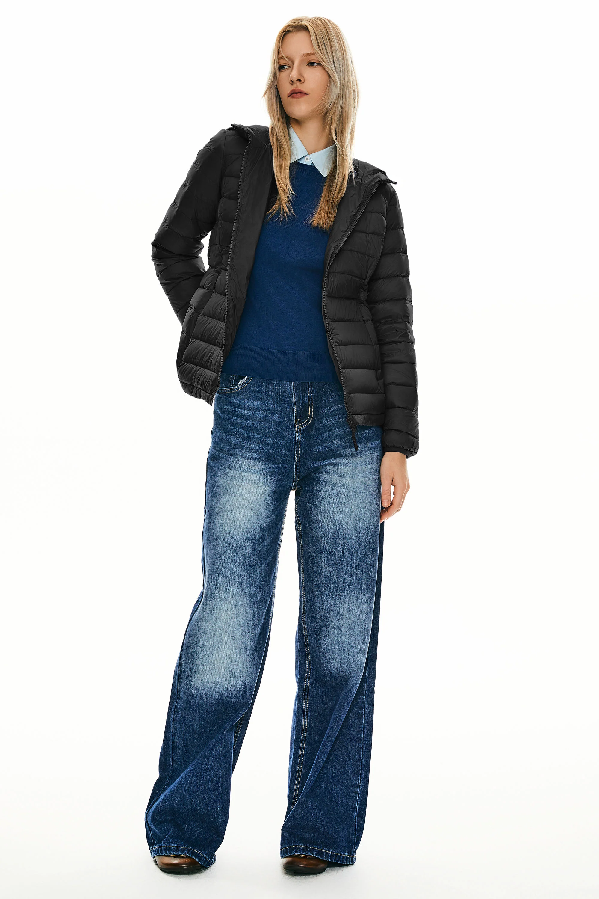 Lightweight Packable Down Jacket with Stand Collar with hood - Image 28
