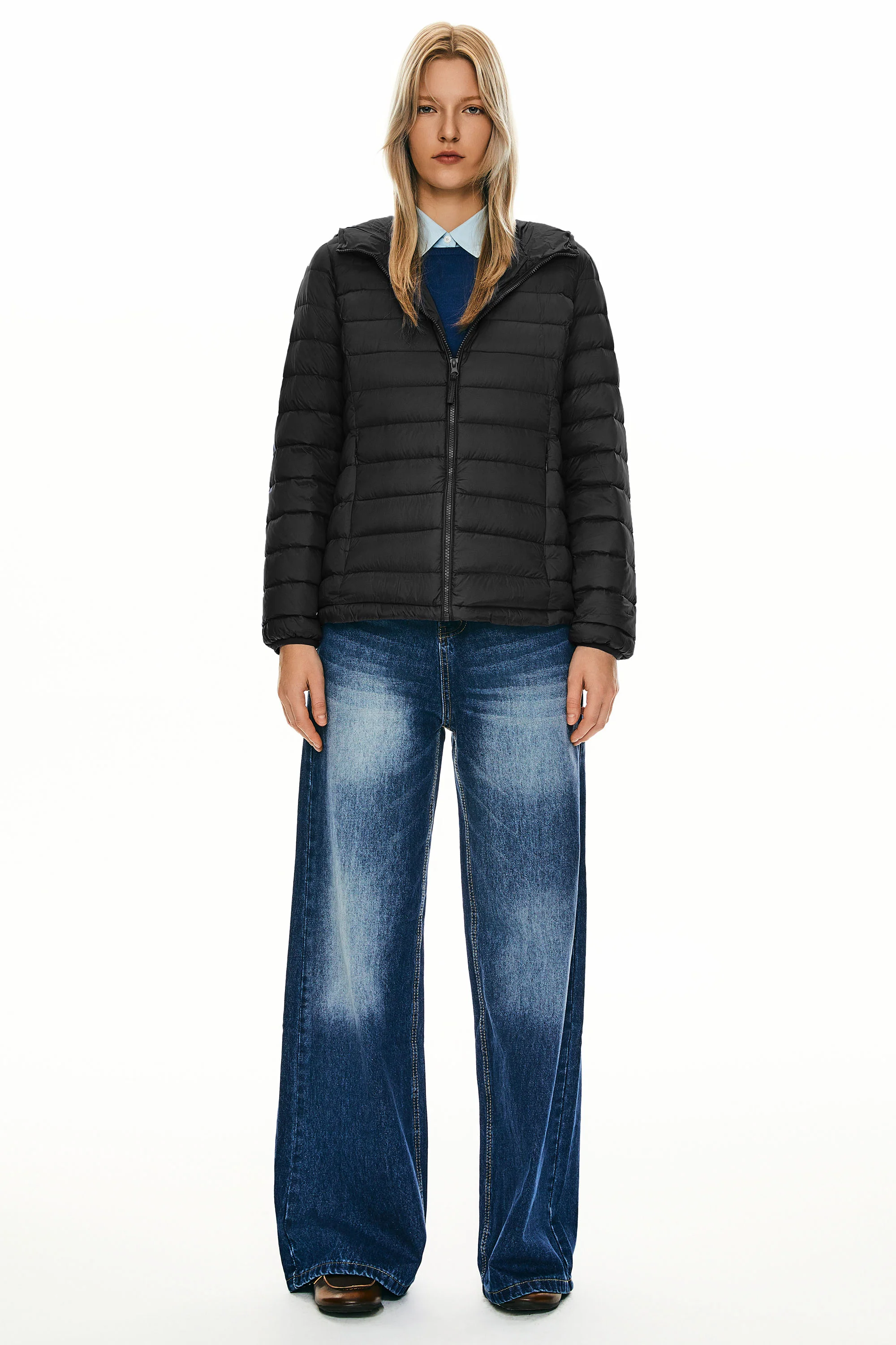Lightweight Packable Down Jacket with Stand Collar with hood - Image 31