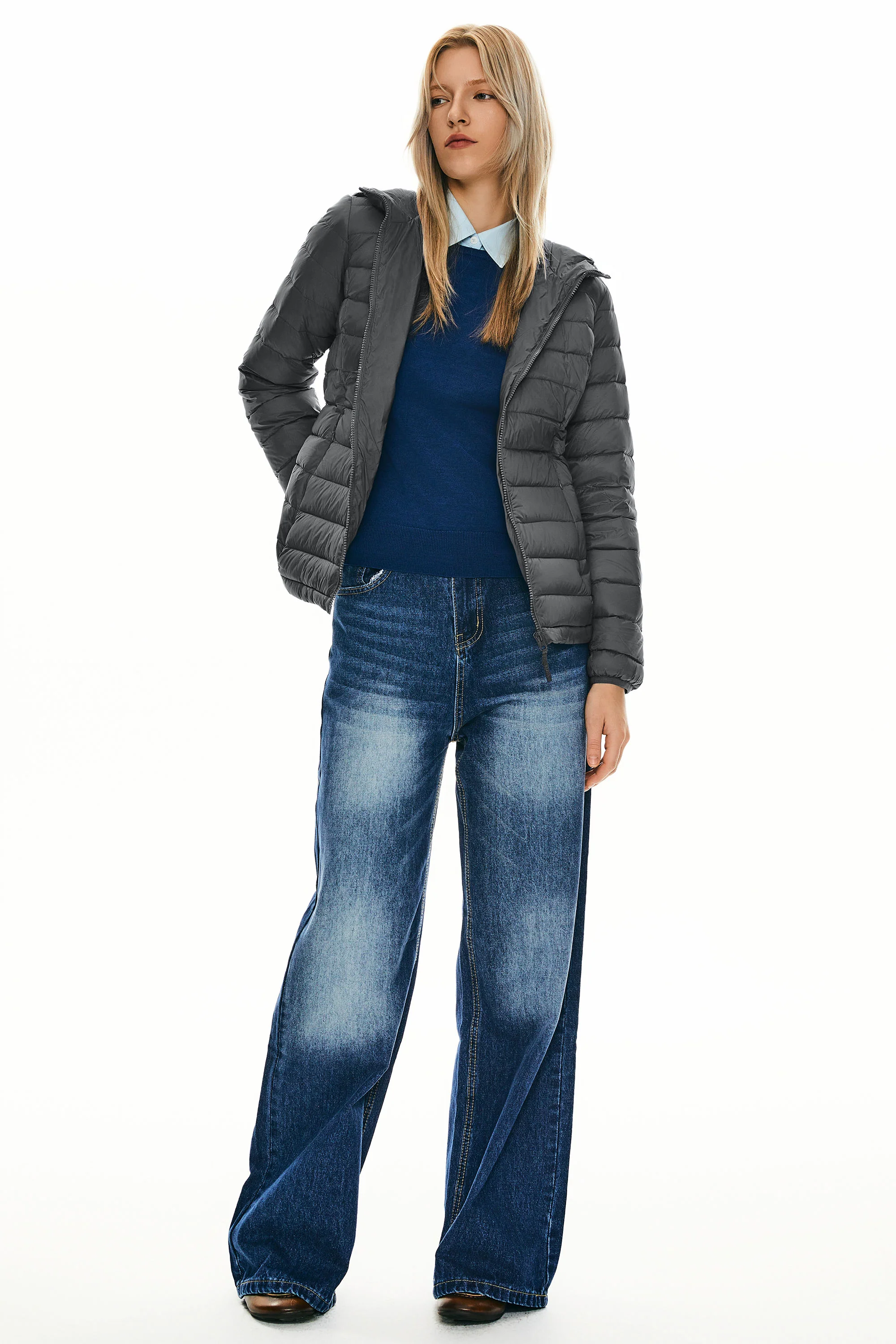 Lightweight Packable Down Jacket with Stand Collar with hood - Image 52