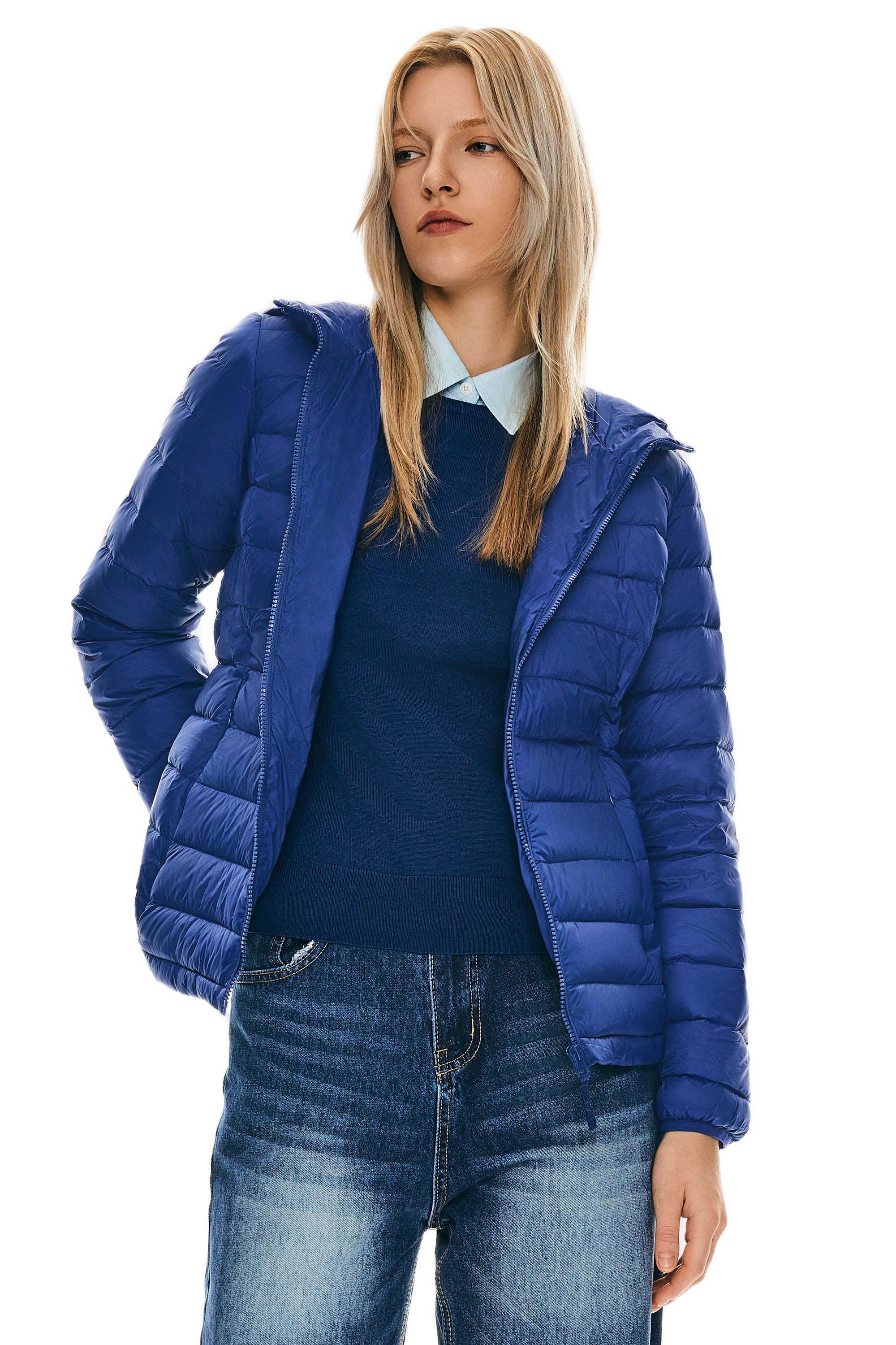 Lightweight Packable Down Jacket with Stand Collar with hood - Image 6