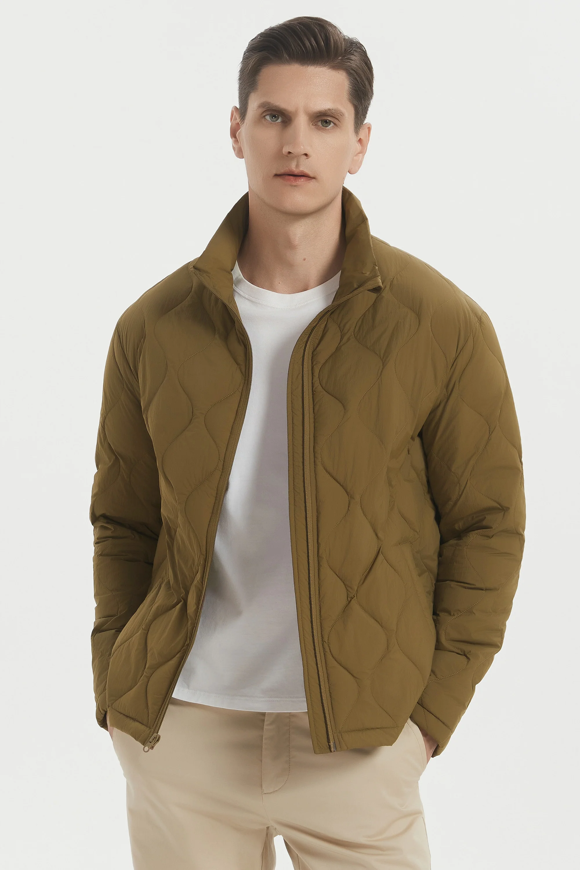 Lightweight Quilted Down Bomber Jackets Full Zip - Image 13