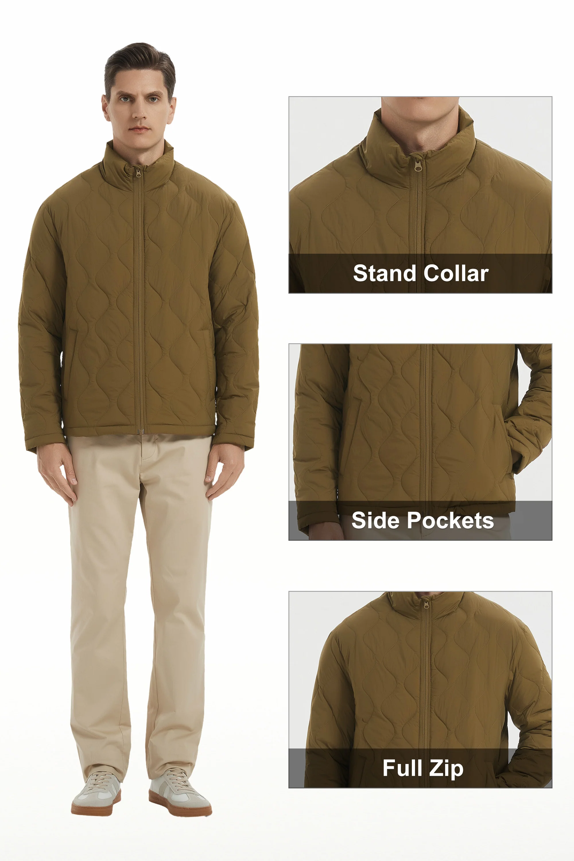 Lightweight Quilted Down Bomber Jackets Full Zip - Image 17