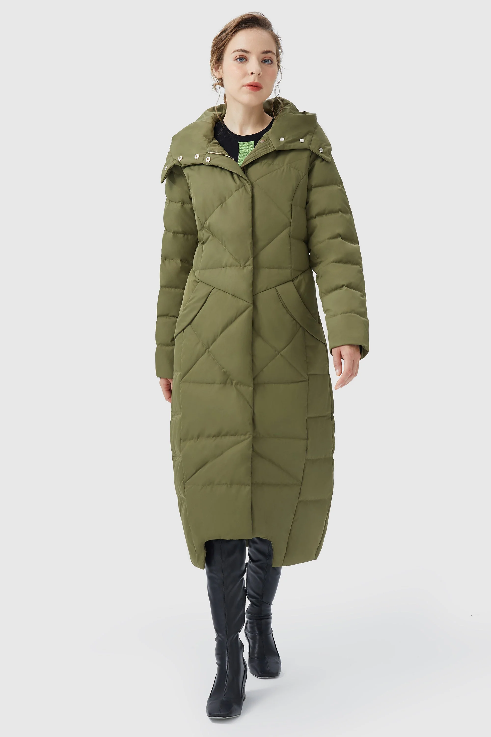 Long Maxi Down Coat with Hood - Image 19