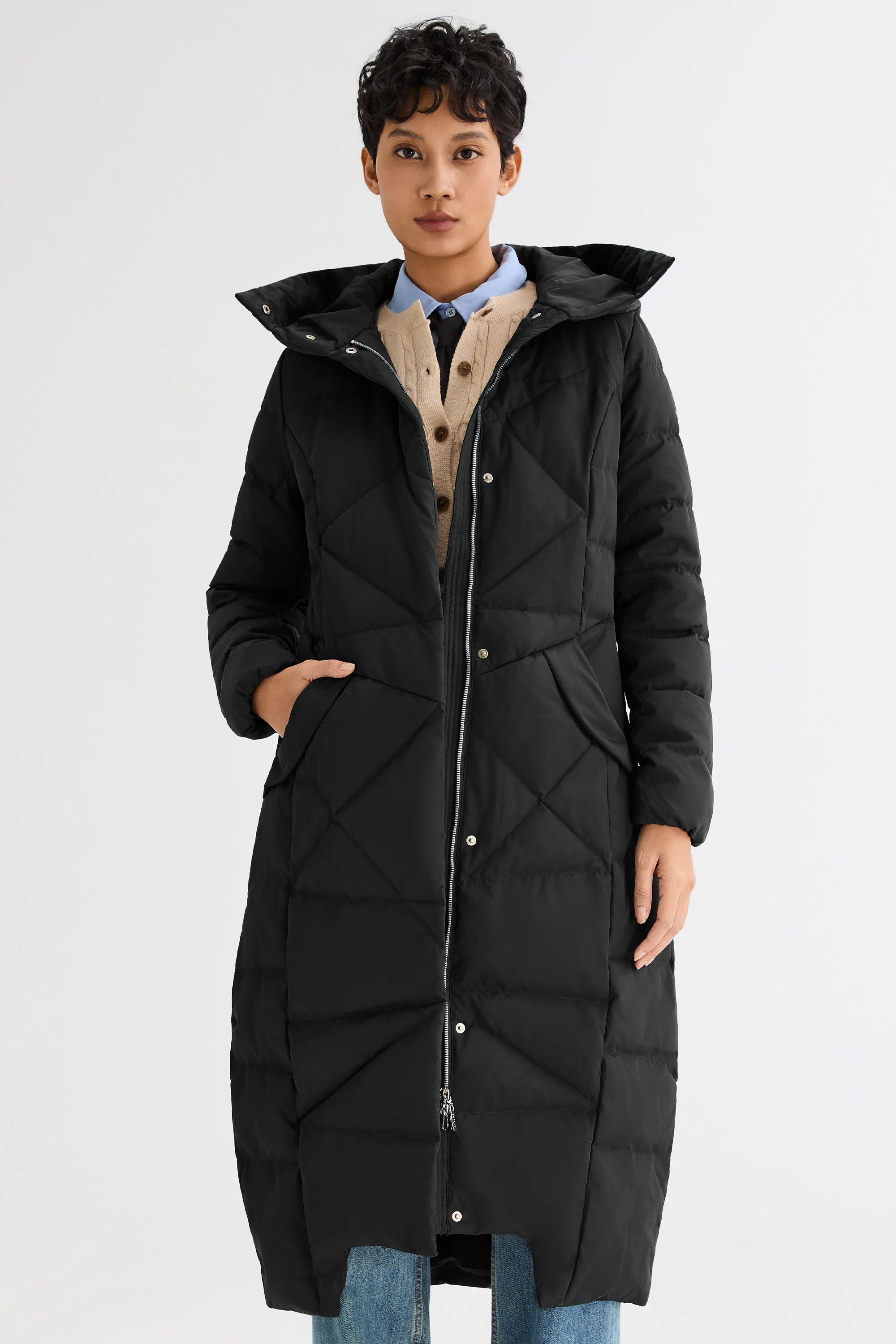 Long Maxi Down Coat with Hood - Image 37