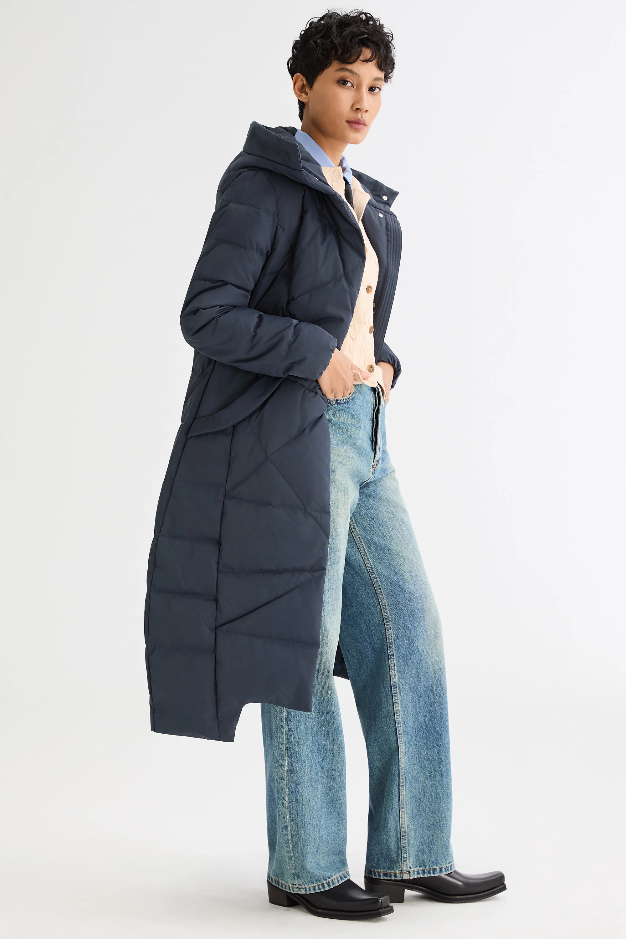Long Maxi Down Coat with Hood - Image 47