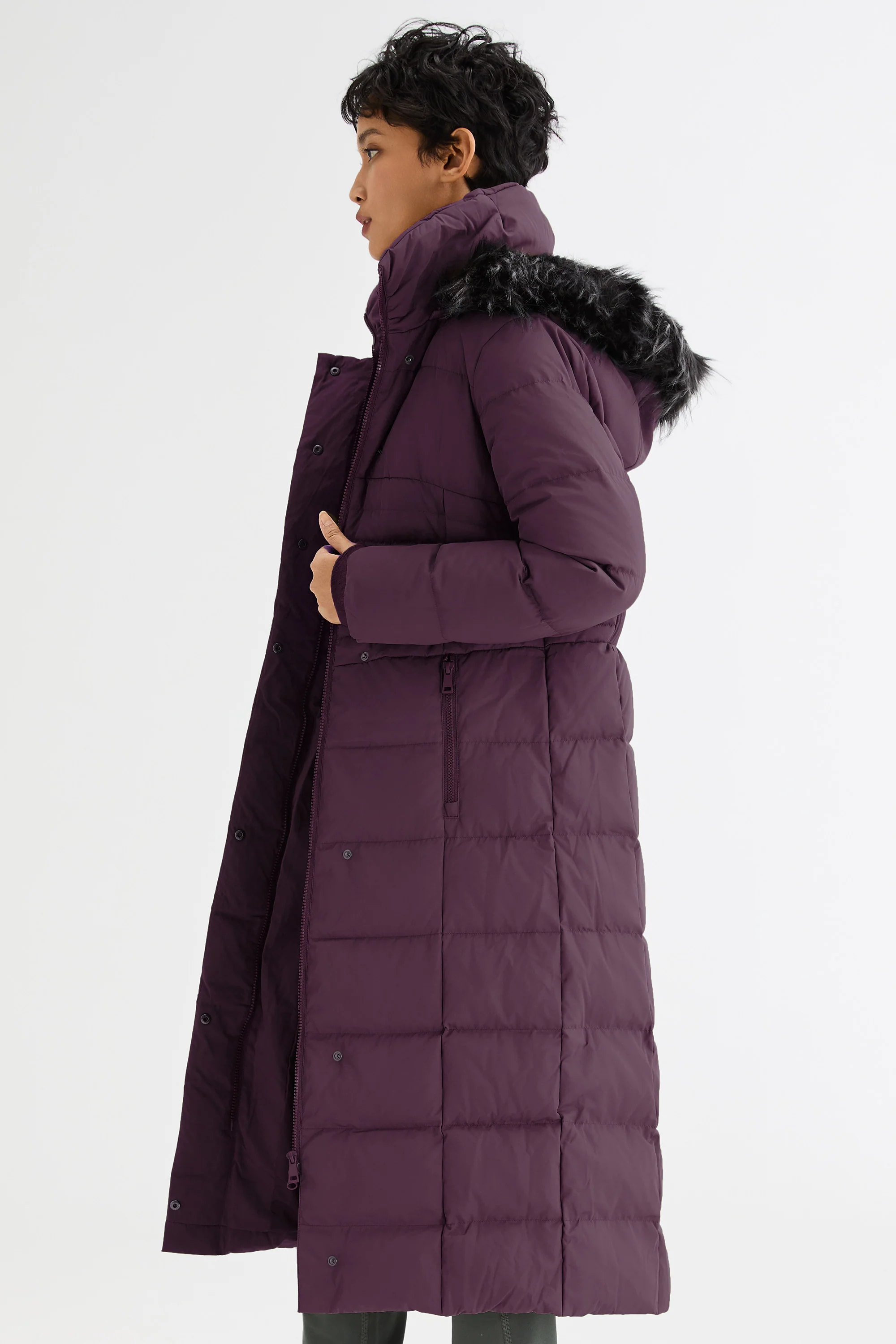 Long Puffer Down Coat with Hood Fur - Image 14