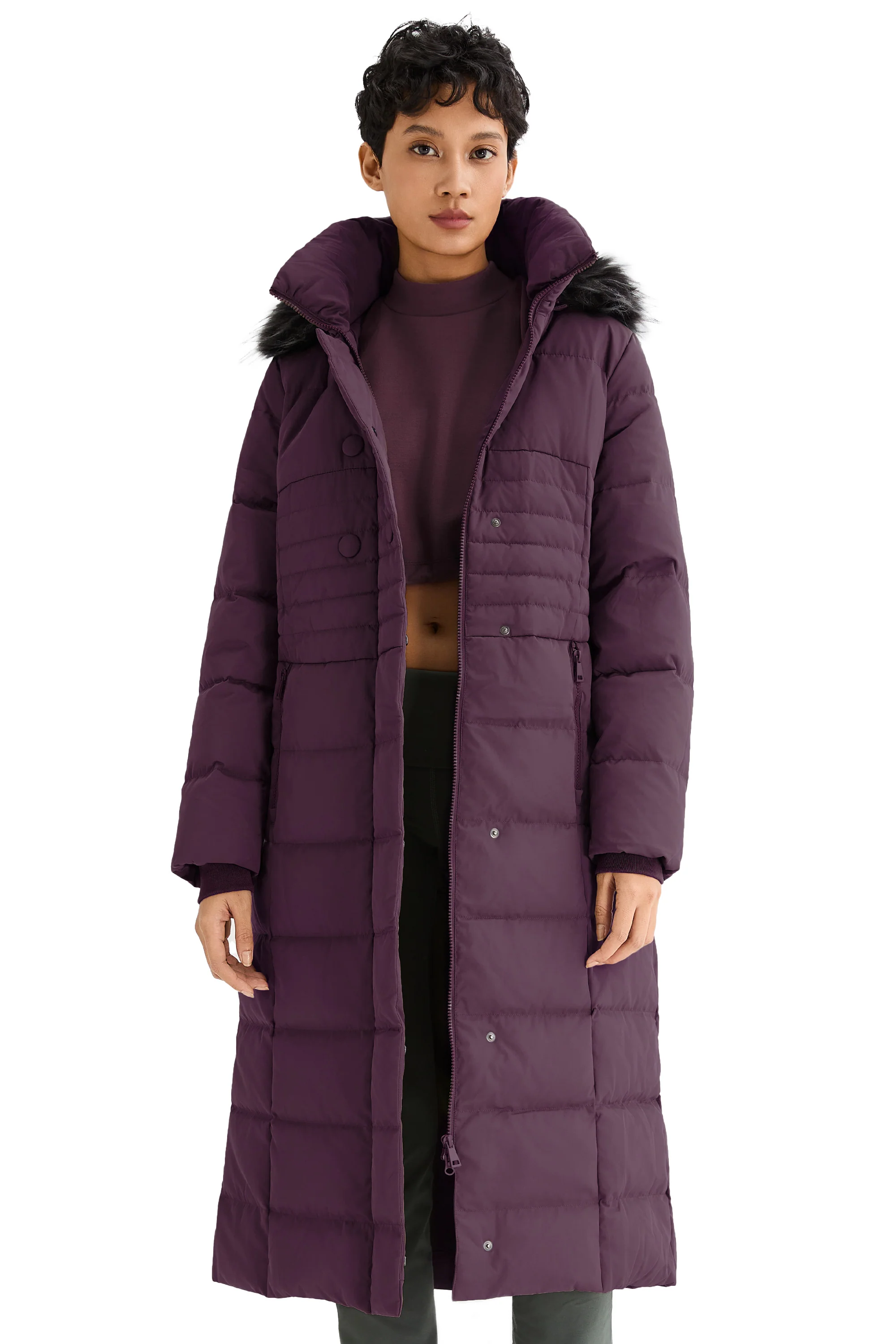 Long Puffer Down Coat with Hood Fur - Image 17
