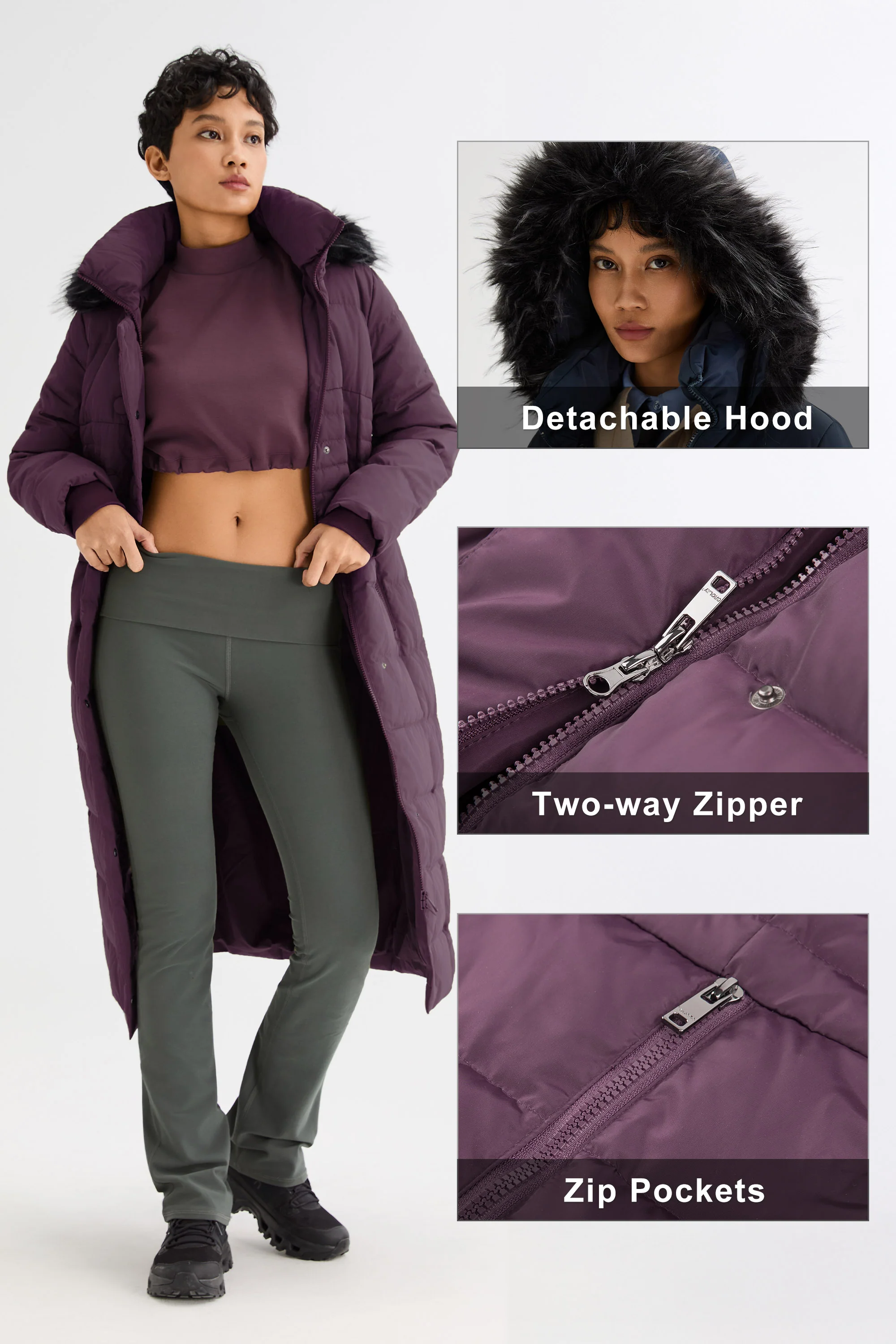 Long Puffer Down Coat with Hood Fur - Image 19