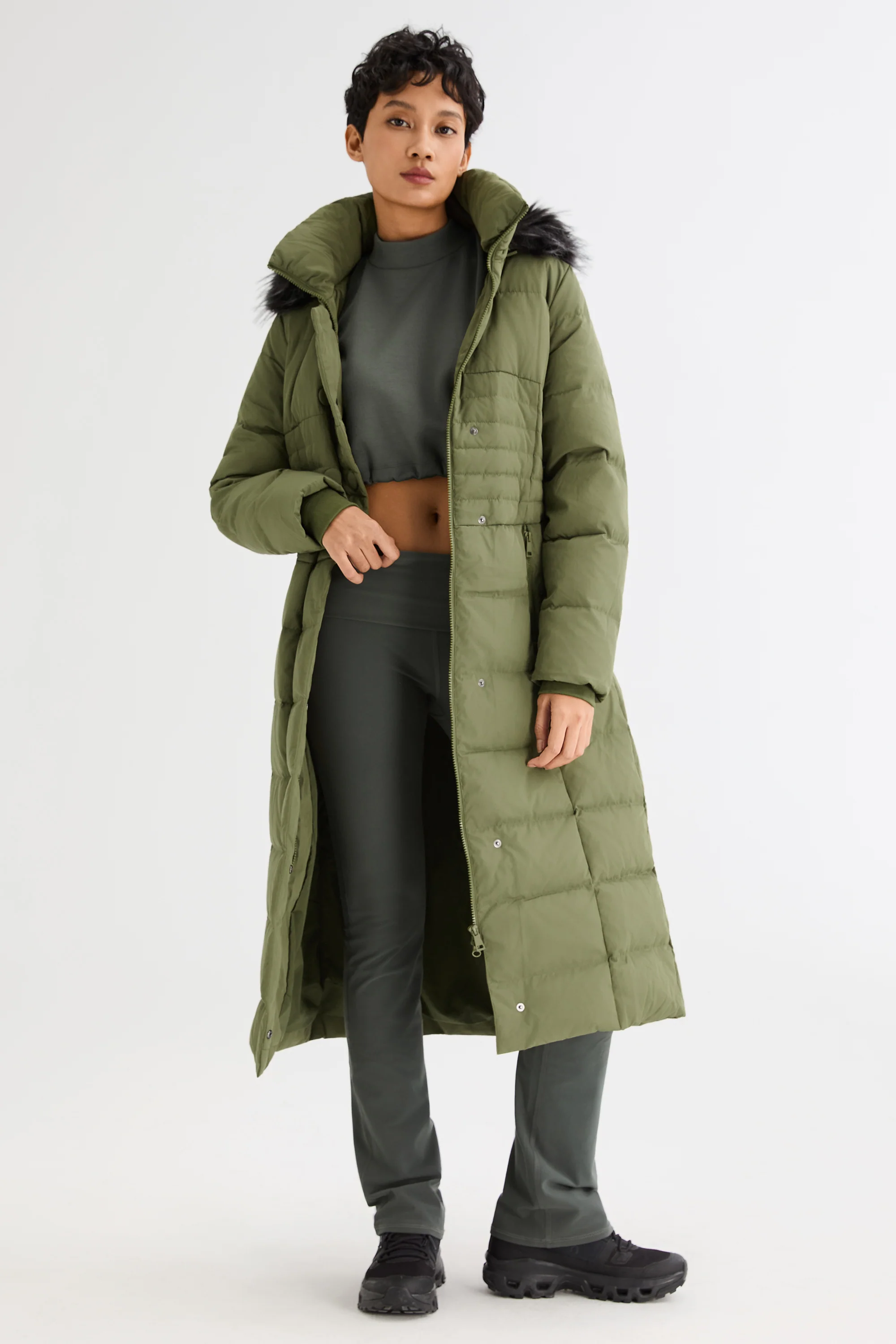 Long Puffer Down Coat with Hood Fur - Image 21