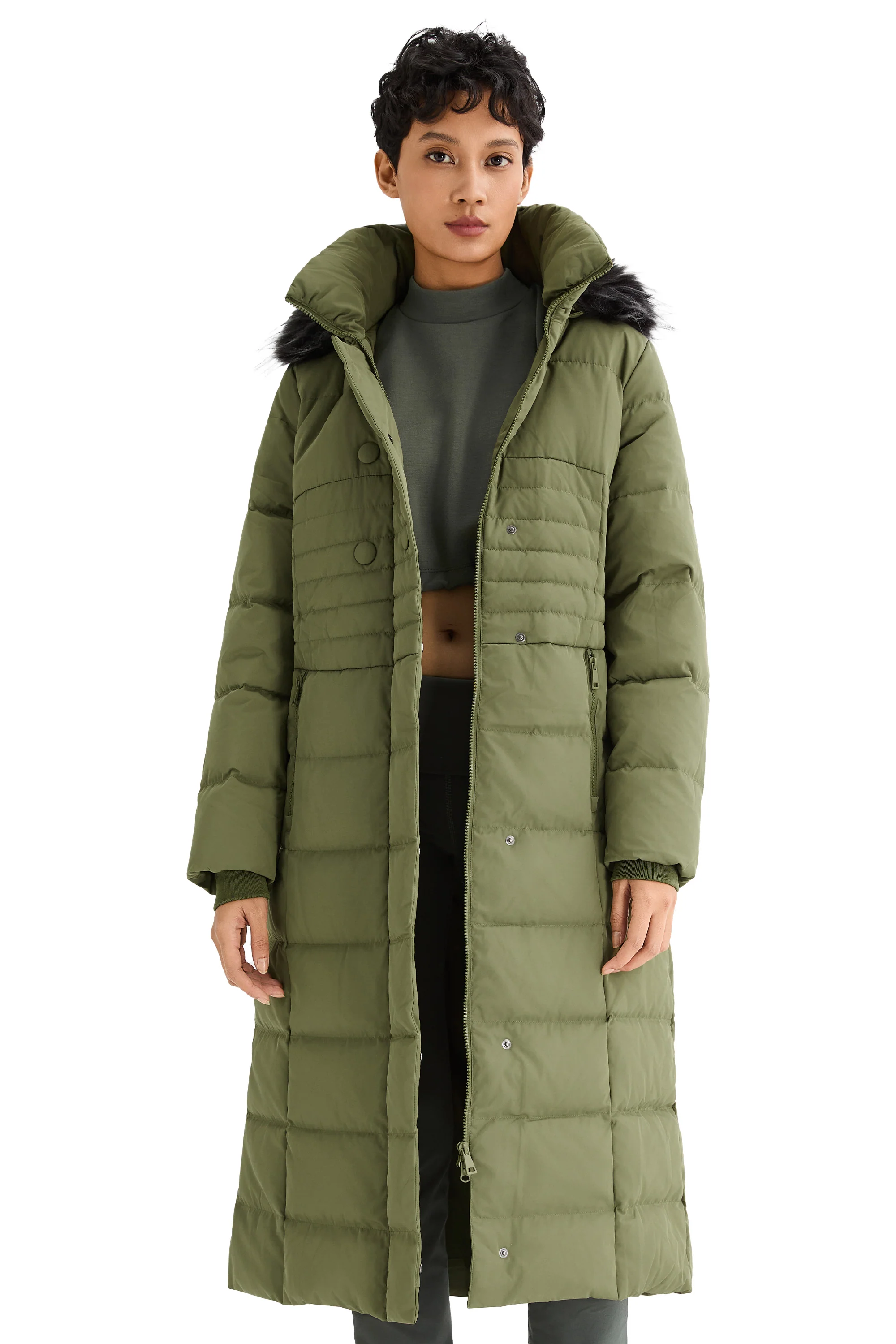 Long Puffer Down Coat with Hood Fur - Image 22
