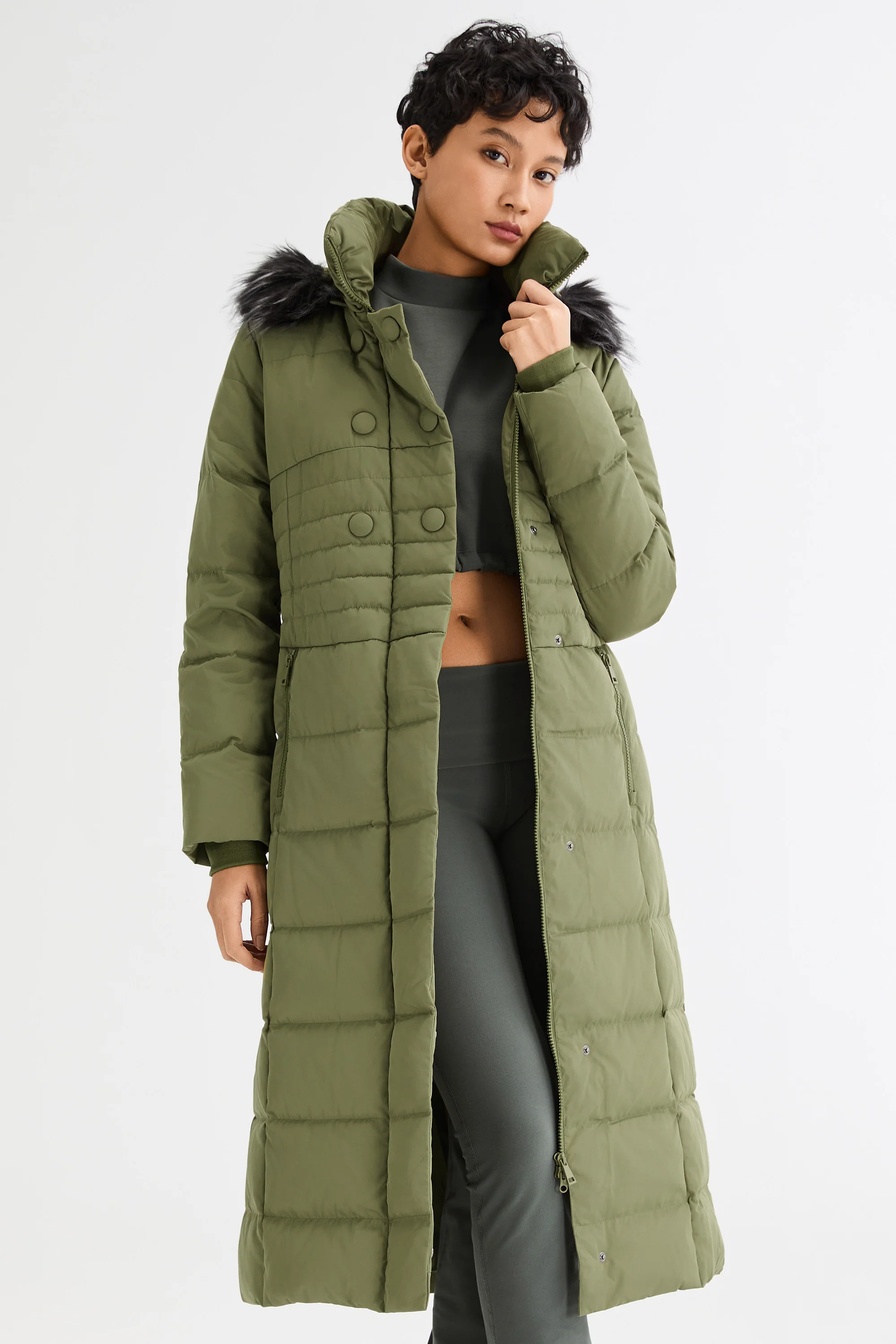 Long Puffer Down Coat with Hood Fur - Image 26