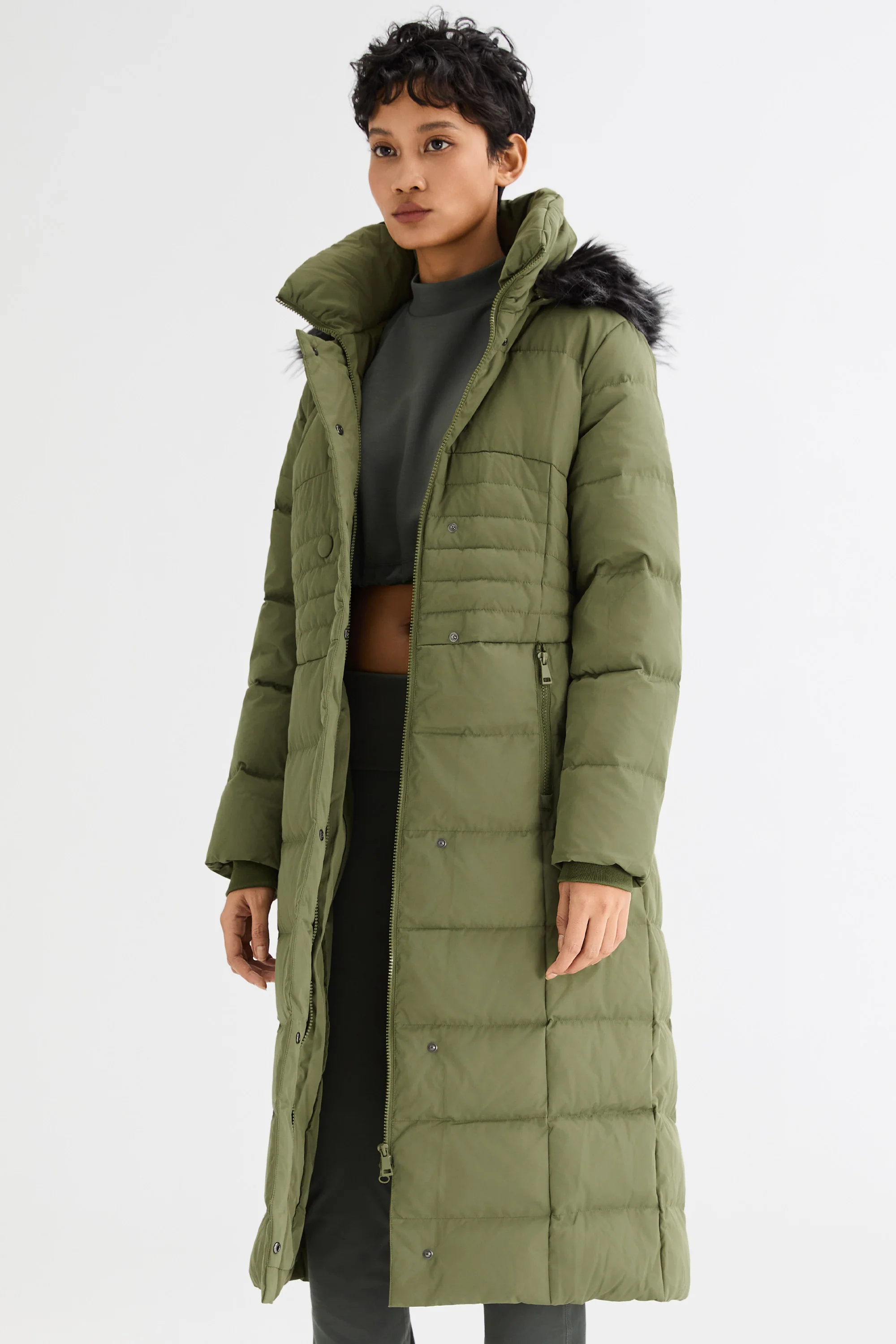 Long Puffer Down Coat with Hood Fur - Image 27
