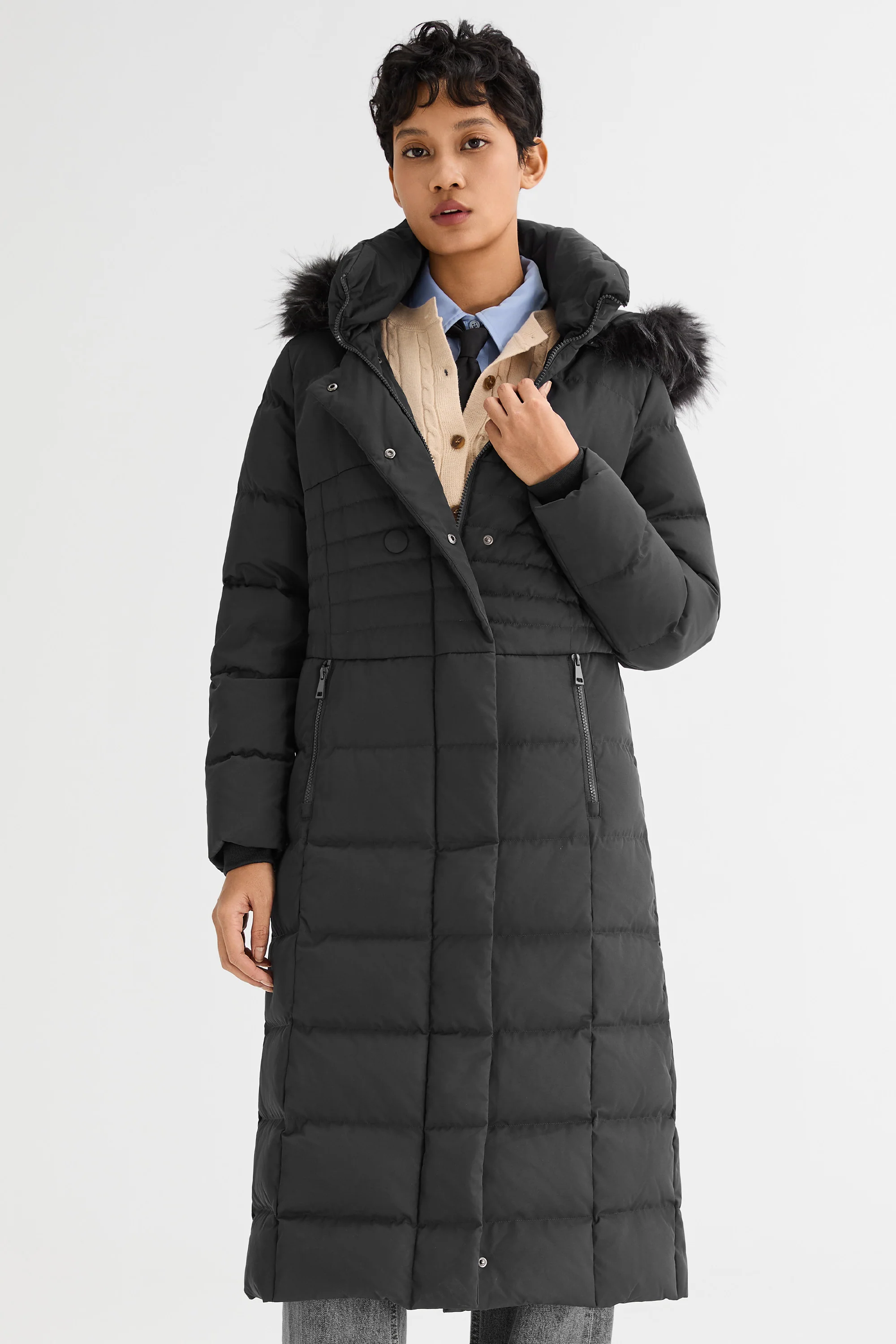 Long Puffer Down Coat with Hood Fur - Image 30