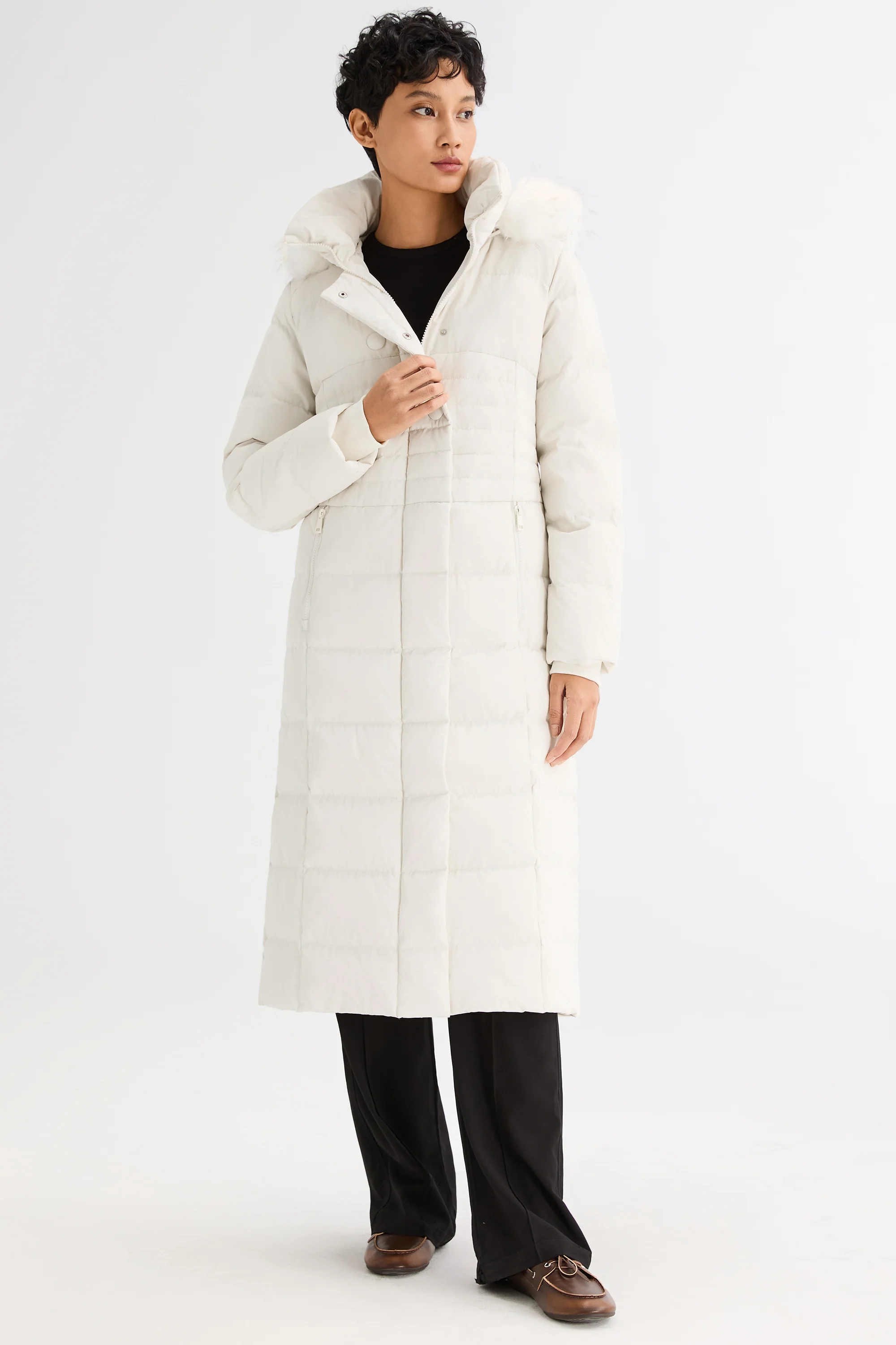 Long Puffer Down Coat with Hood Fur - Image 36