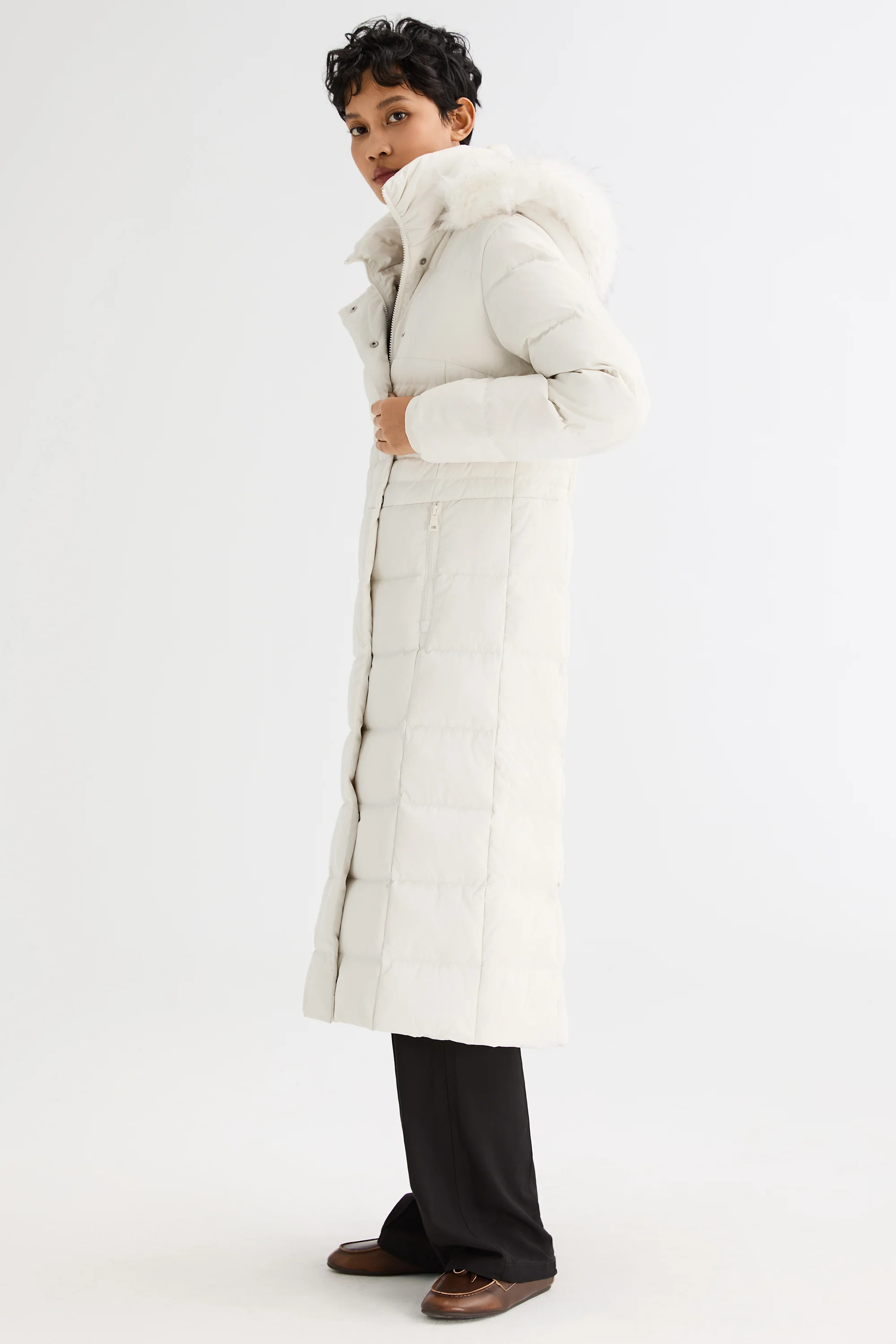 Long Puffer Down Coat with Hood Fur - Image 37