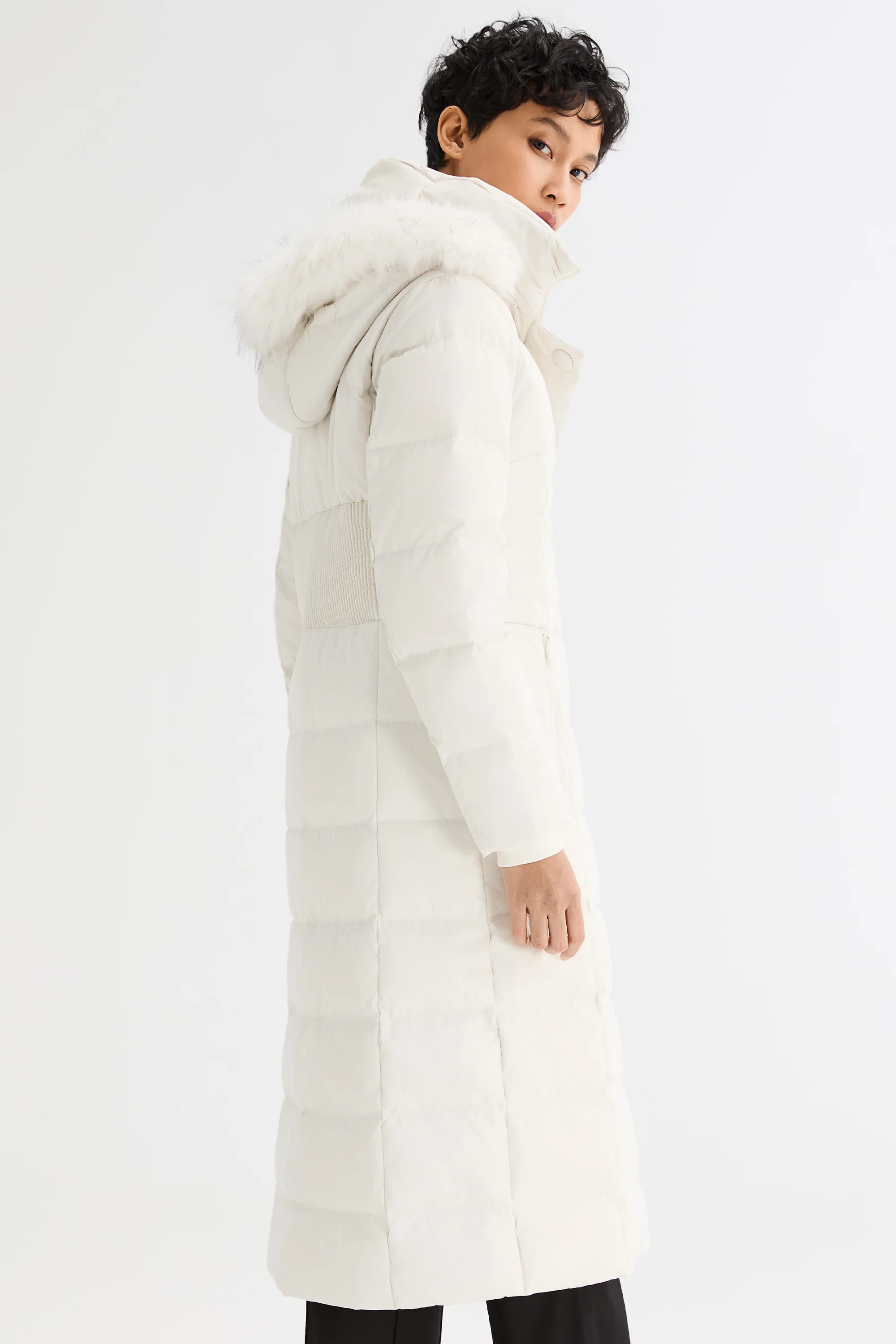 Long Puffer Down Coat with Hood Fur - Image 39
