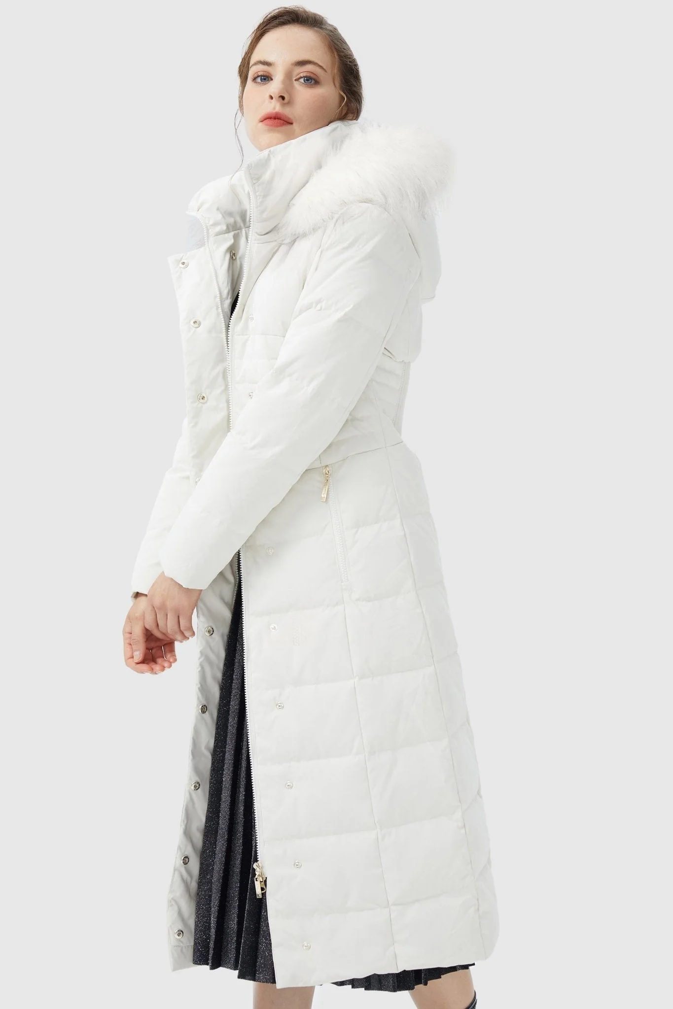 Long Puffer Down Coat with Hood Fur - Image 45