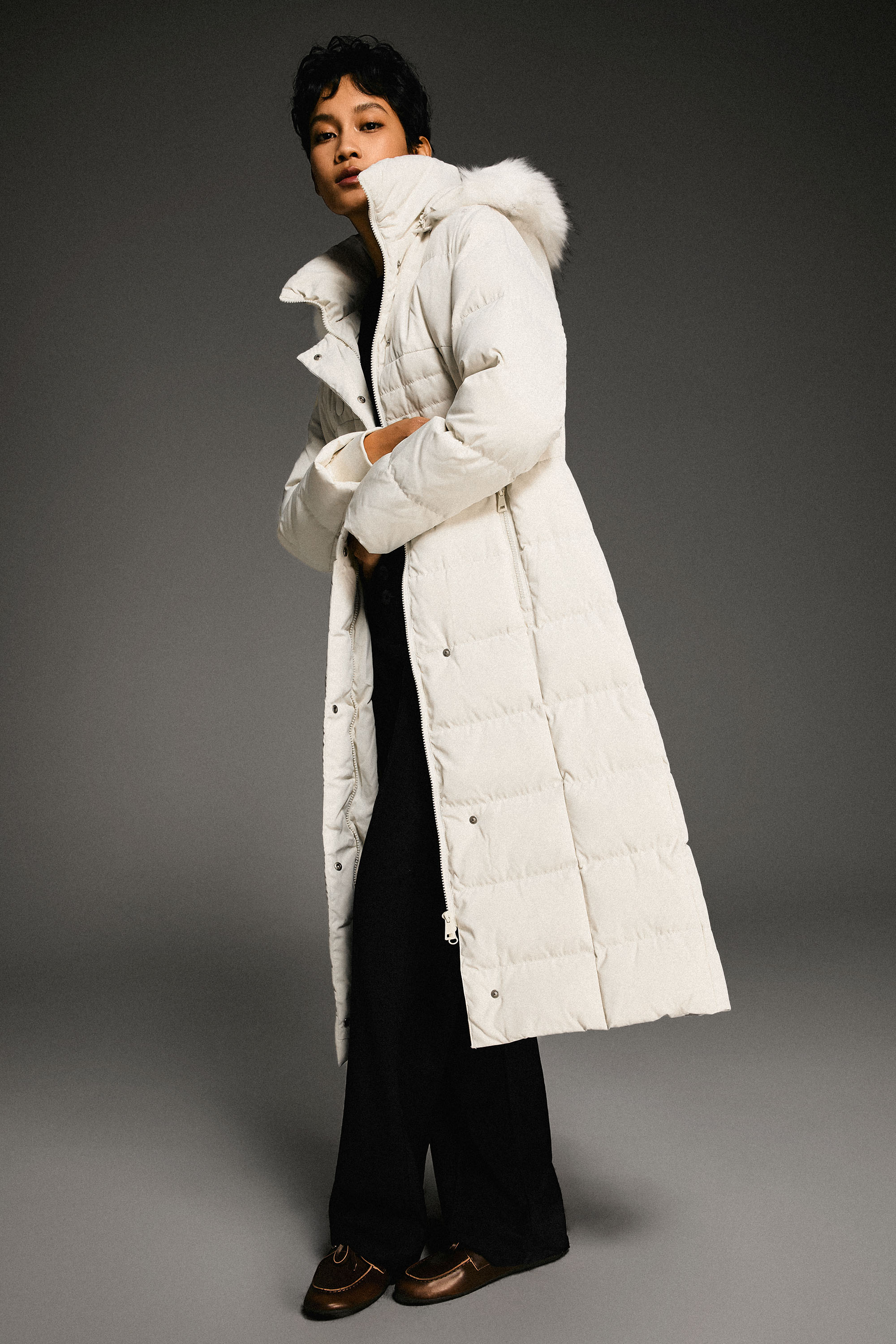 Long Puffer Down Coat with Hood Fur - Image 48