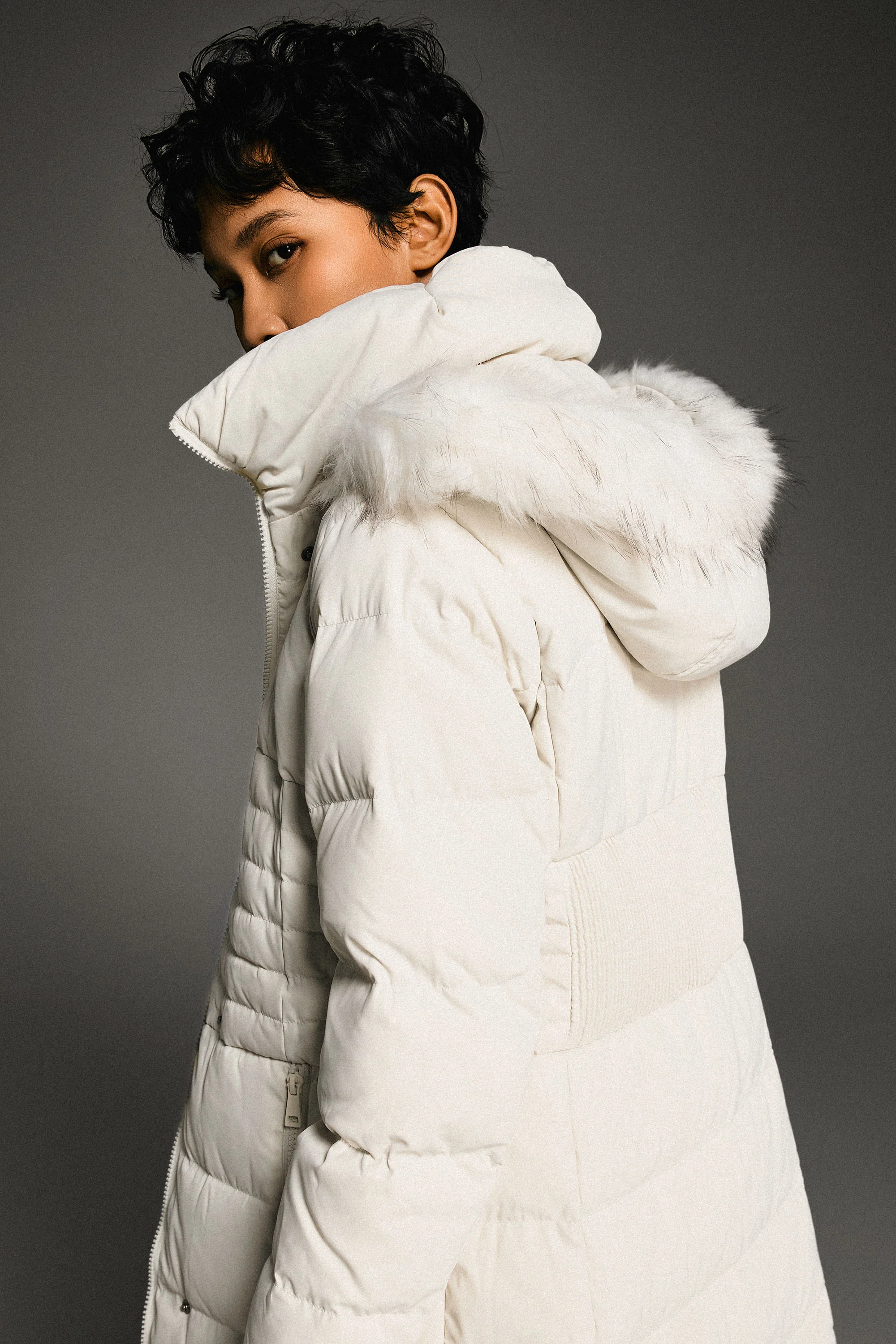Long Puffer Down Coat with Hood Fur - Image 49