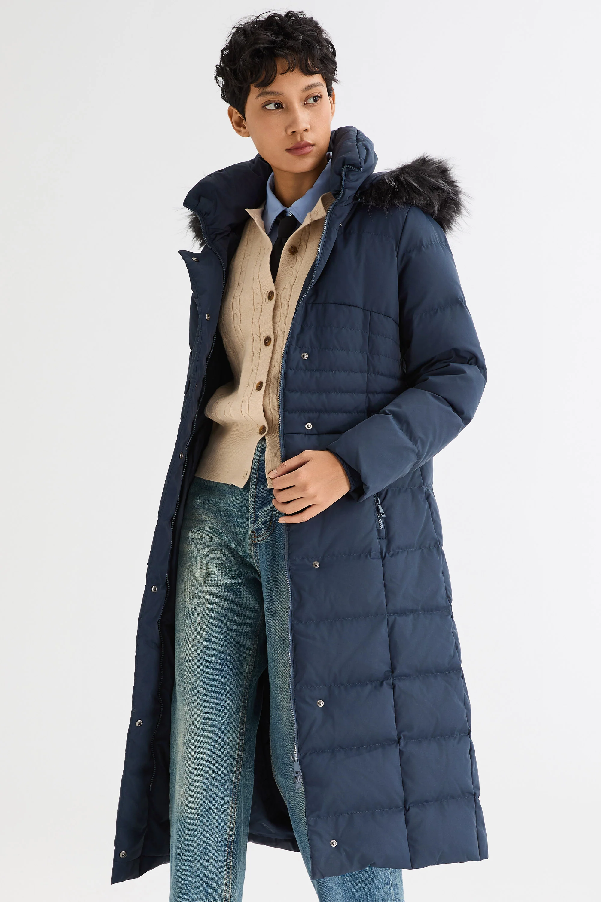 Long Puffer Down Coat with Hood Fur - Image 5