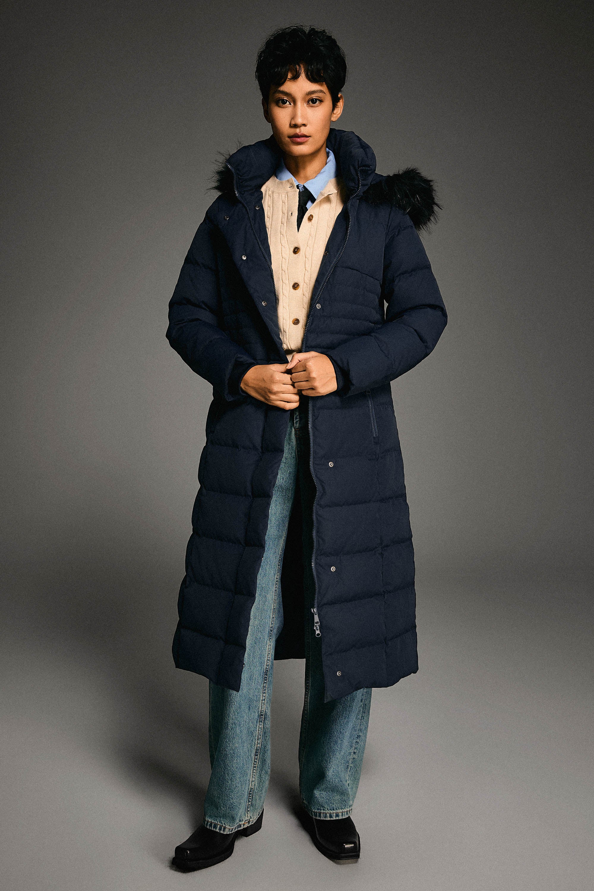 Long Puffer Down Coat with Hood Fur - Image 8