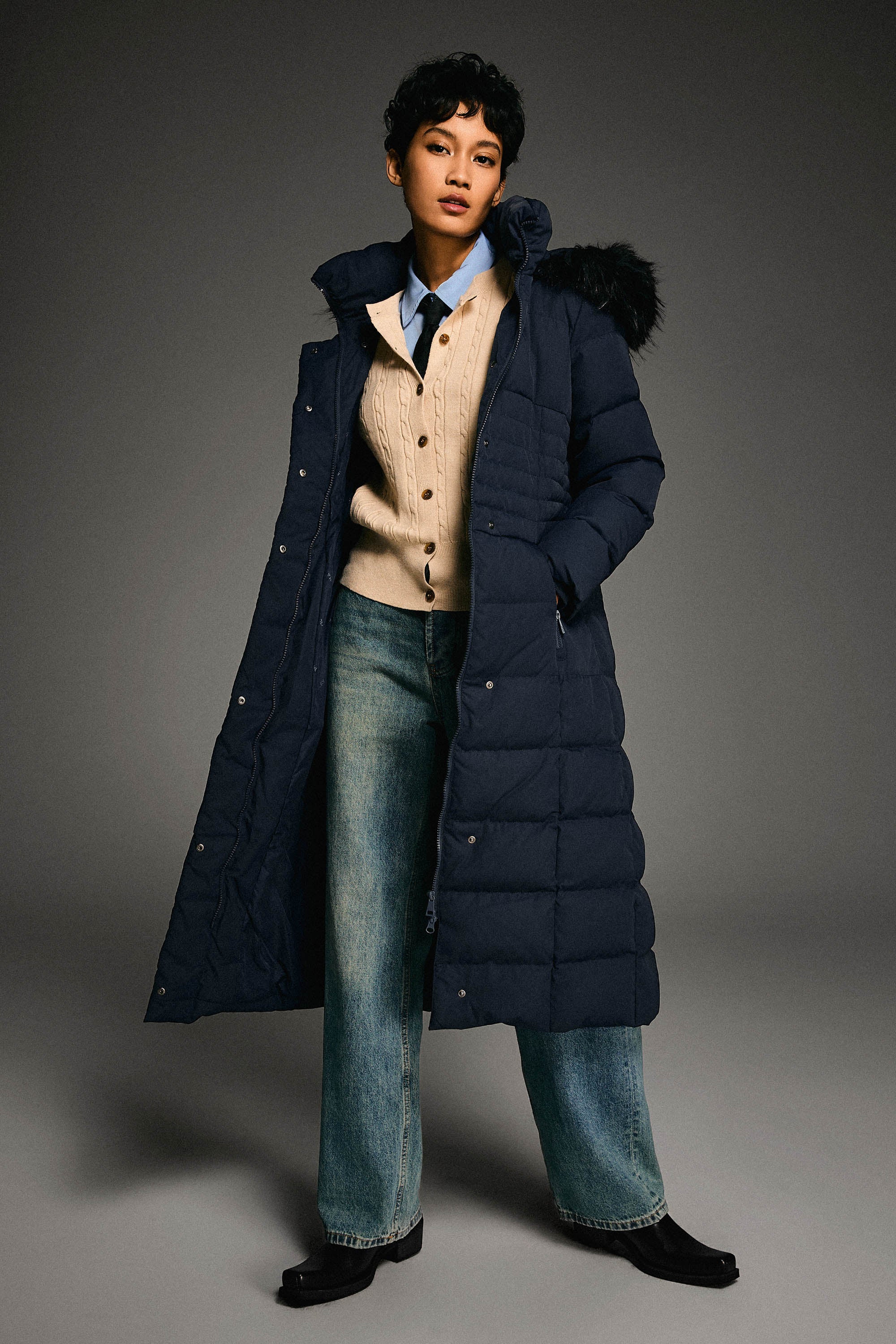 Long Puffer Down Coat with Hood Fur - Image 9