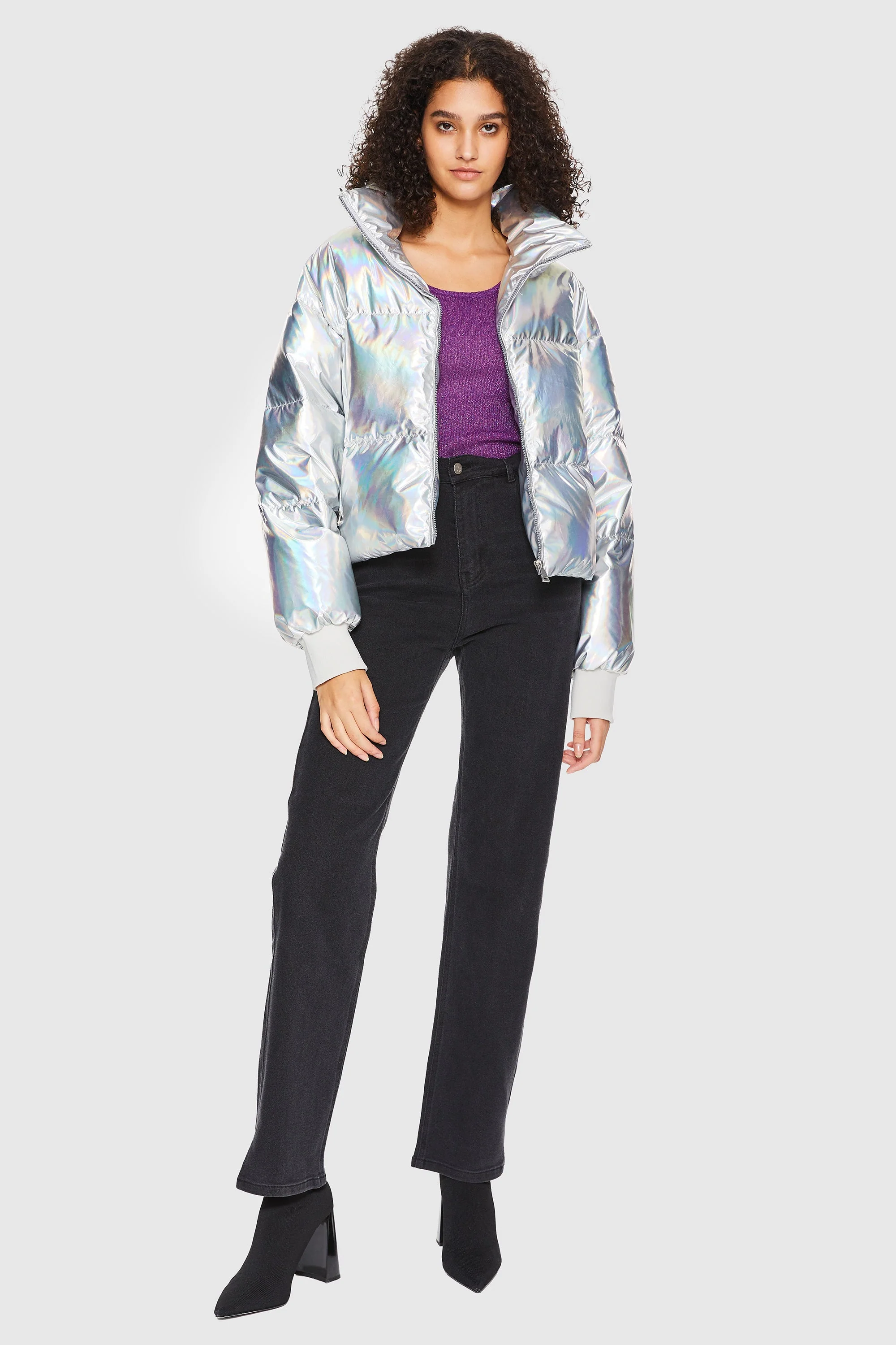 Cosmos Chrome Cropped Down Puffer - Image 6